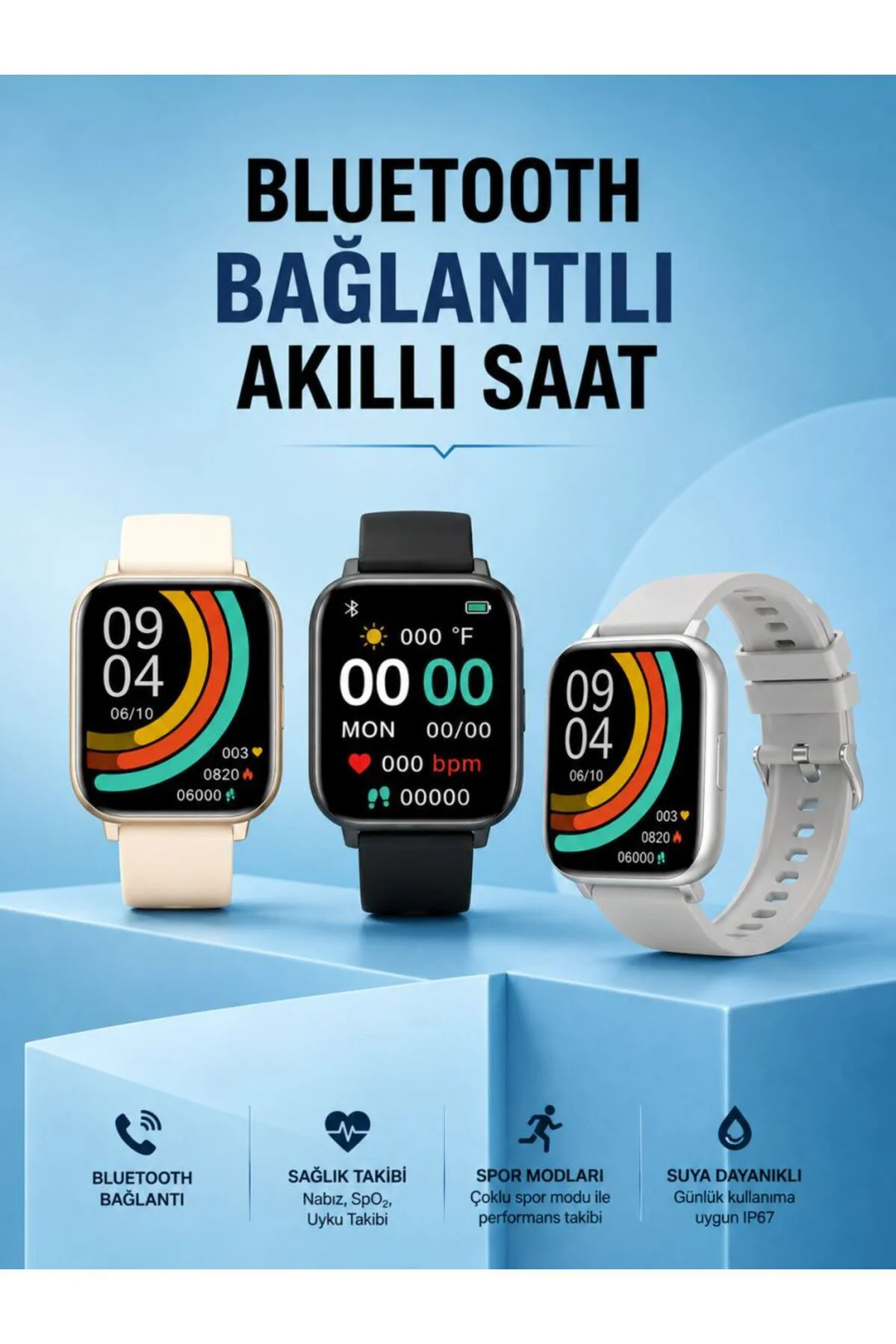 Titreşimli, Sağlık Takipli, Yeni Nesil Akıllı Saat 400mah Batarya