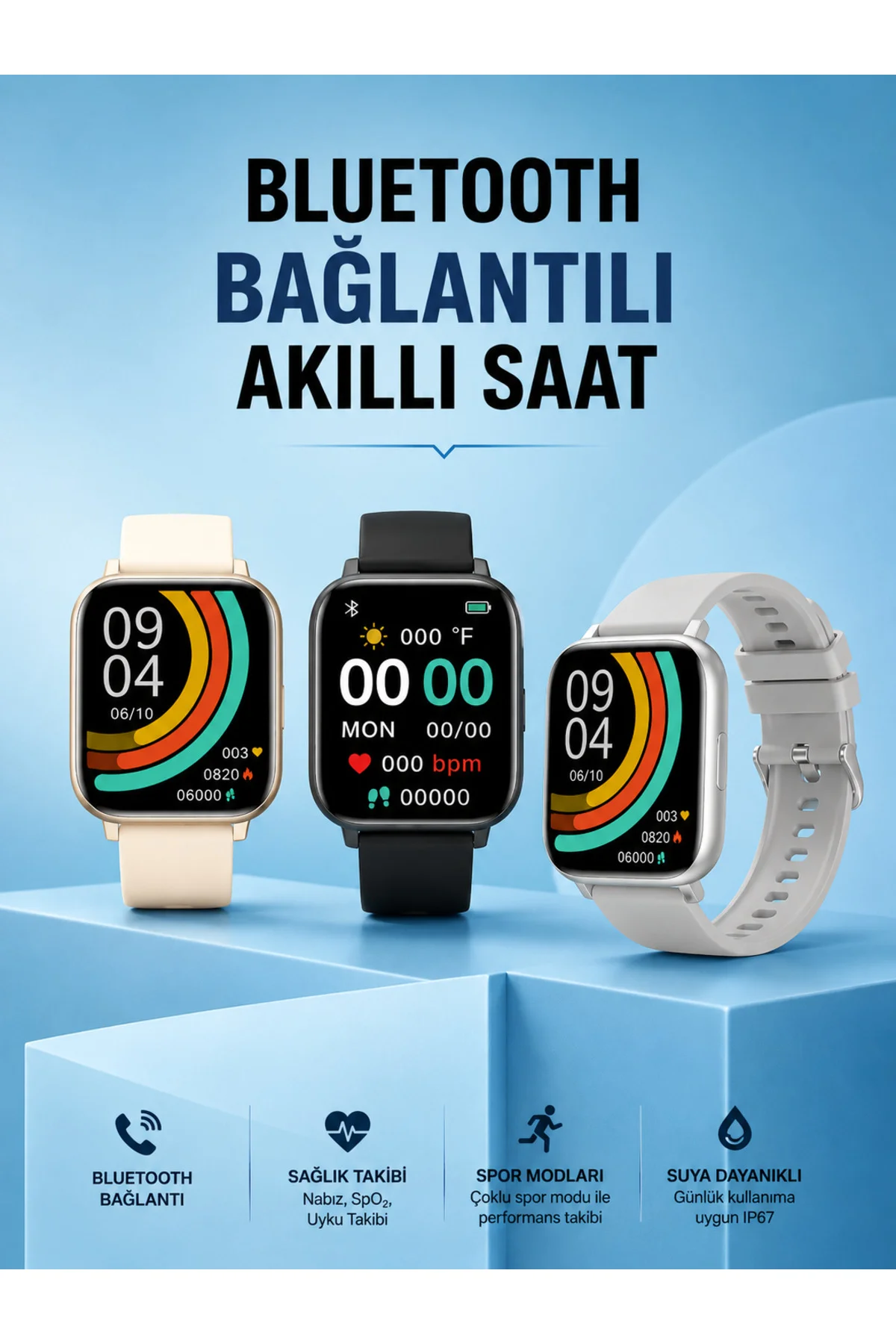 Titreşimli, Sağlık Takipli, Yeni Nesil Akıllı Saat 400mAh Batarya