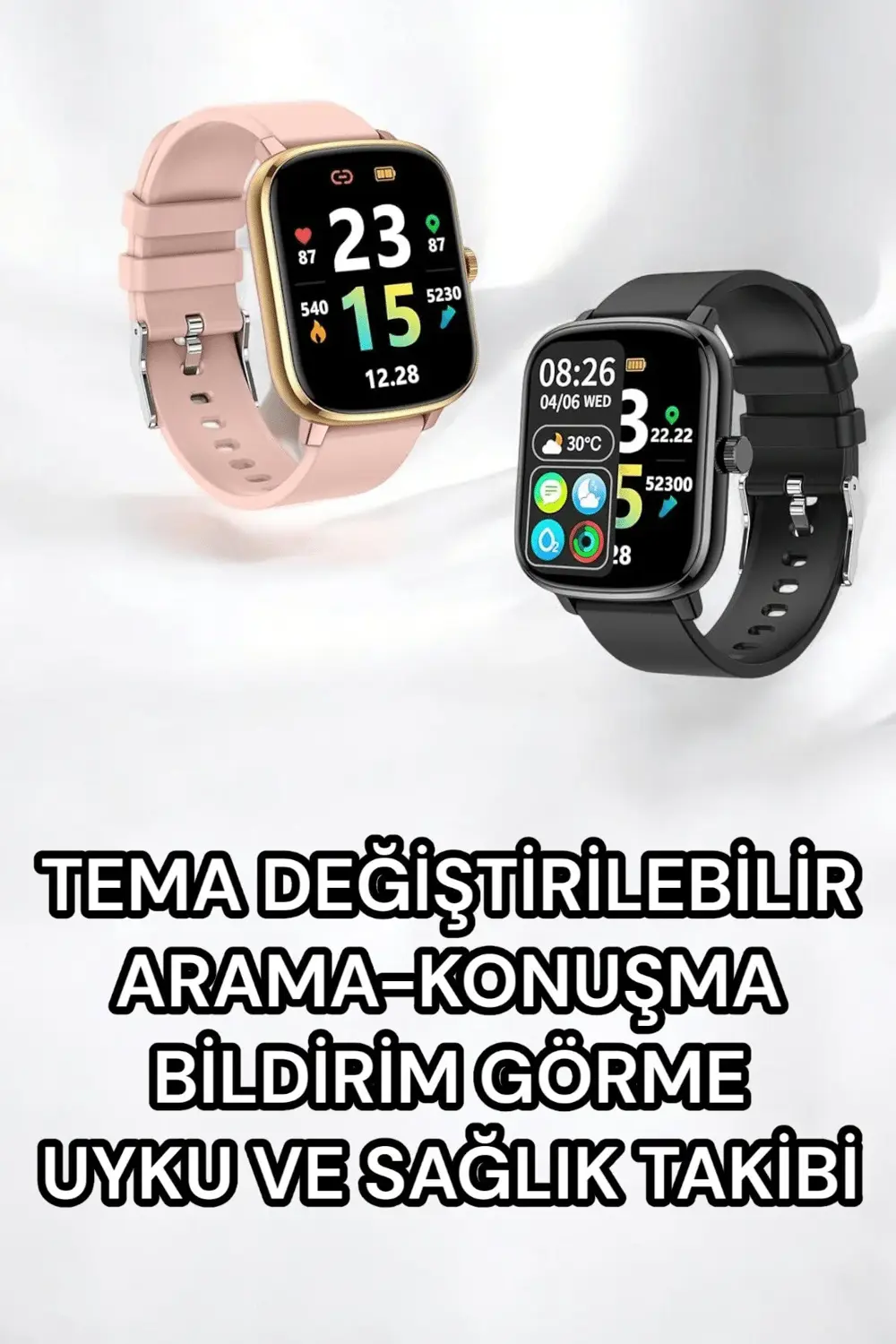 Titreşimli, Sağlık Takipli, Yeni Nesil Akıllı Saat 400mAh Batarya