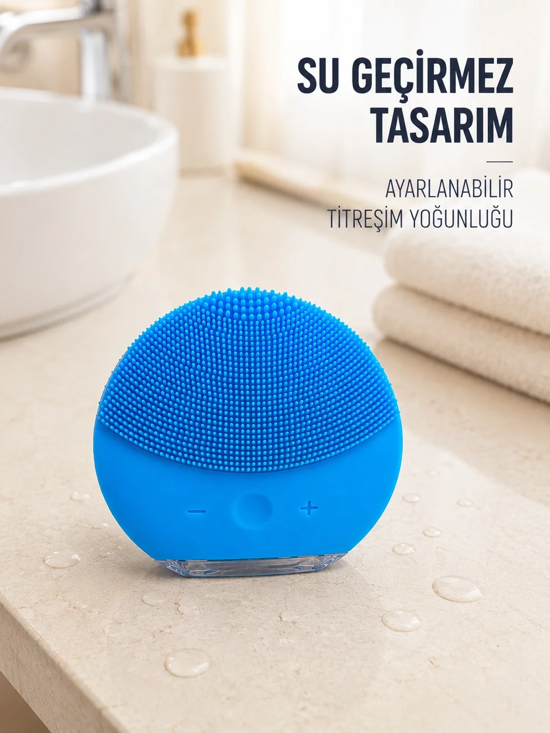 Titreşimli Silikon Yüz Temizleme Cihazı Mavi Şarjlı Cilt Bakım Fırçası Titreşimli Silikon Yüz Temizleme Cihazı Mavi Şarjlı Cilt Bakım Fırçası