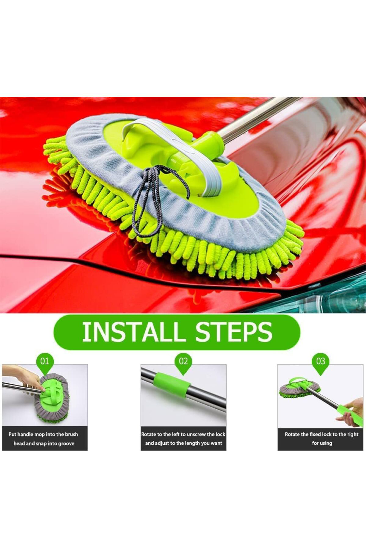 TkDizayn Jouis Araba Yıkama Fırçası EL MOP Temizleme Aleti Uzun S