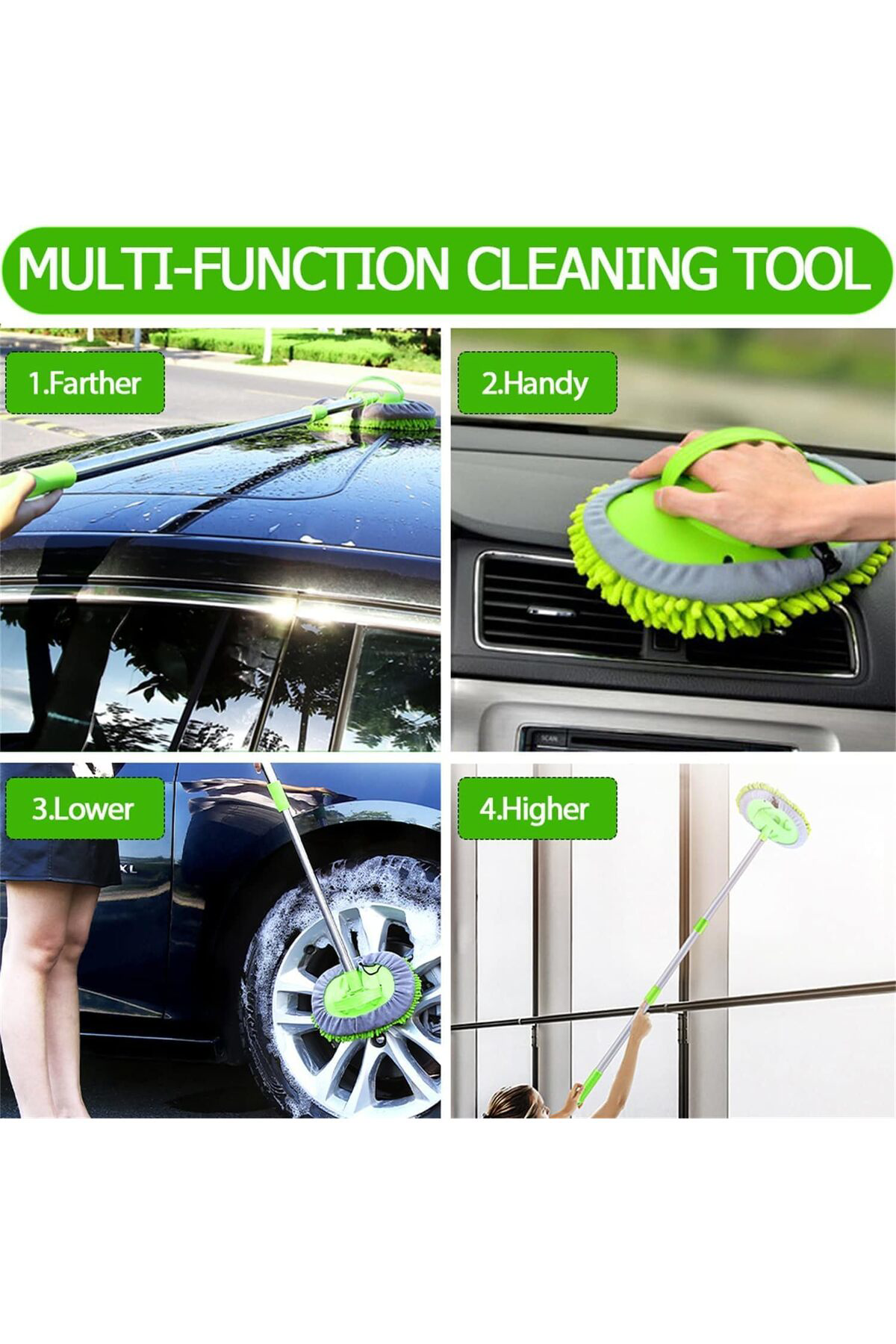 TkDizayn Jouis Araba Yıkama Fırçası EL MOP Temizleme Aleti Uzun S