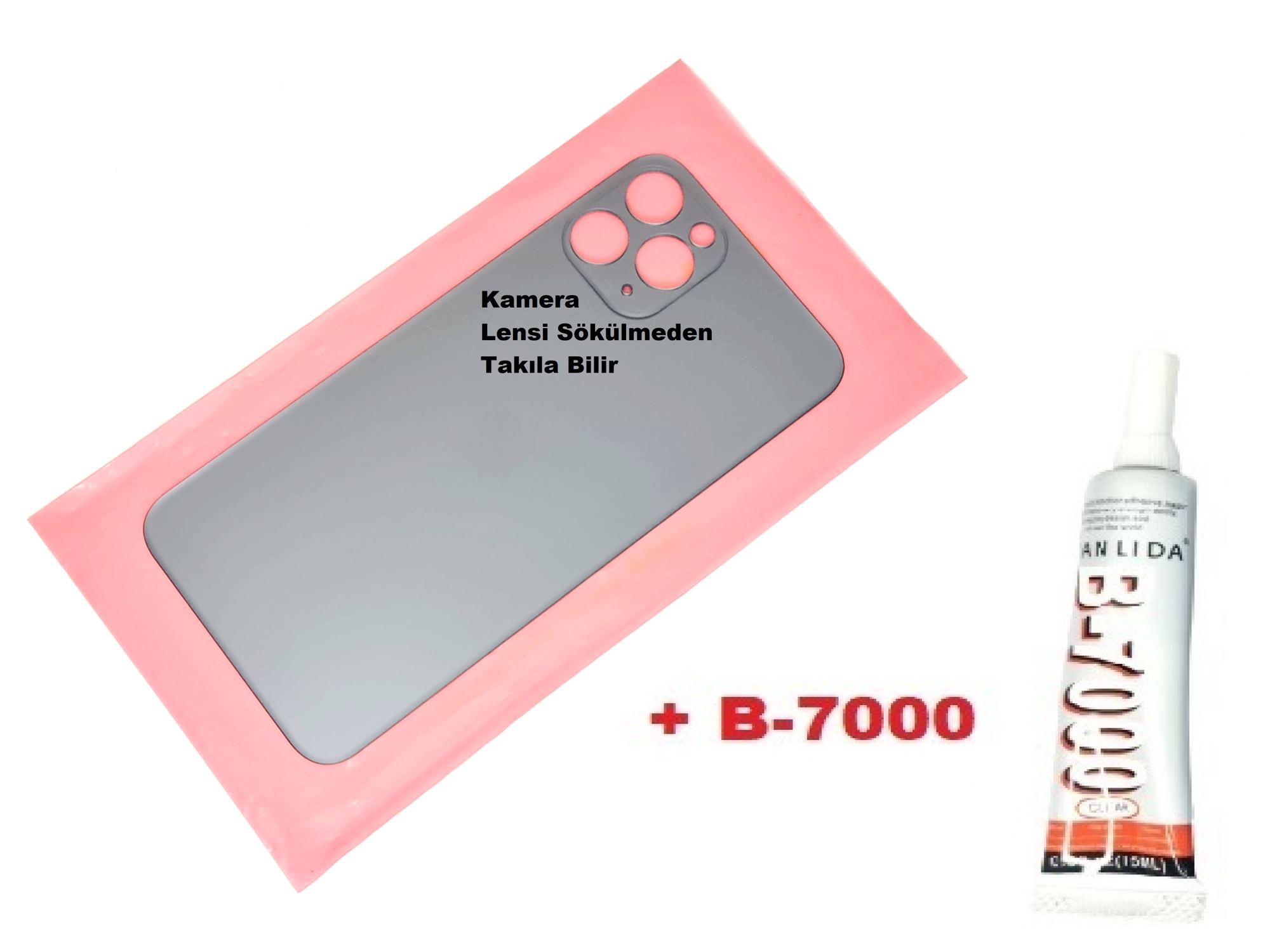 Tkgz İPhone 11 PRO Arka Pil Batarya Kapağı (CAM+B-7000) MAVİ