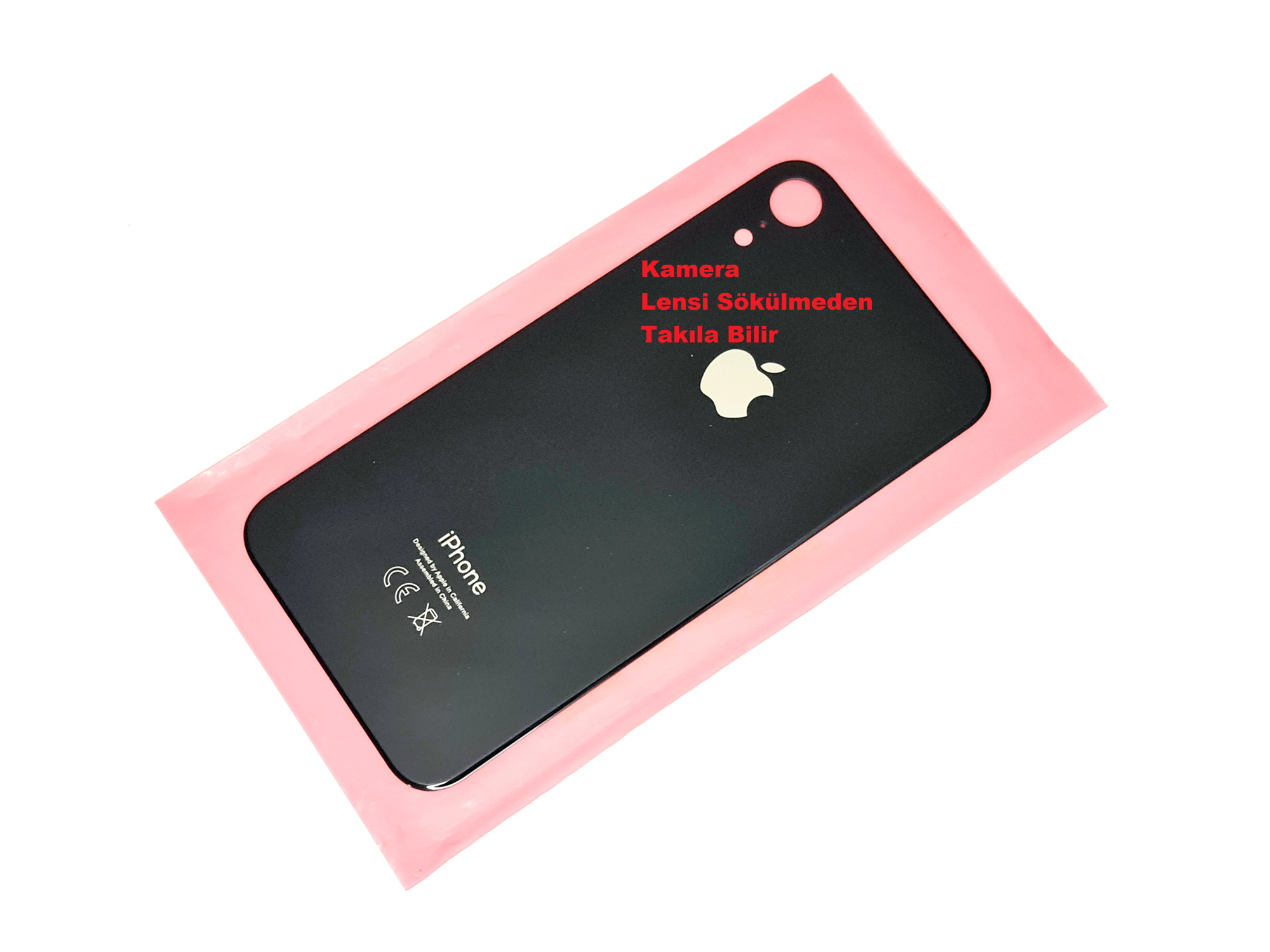 Tkgz İPhone XR Arka Pil Batarya Kapağı (CAM) Siyah