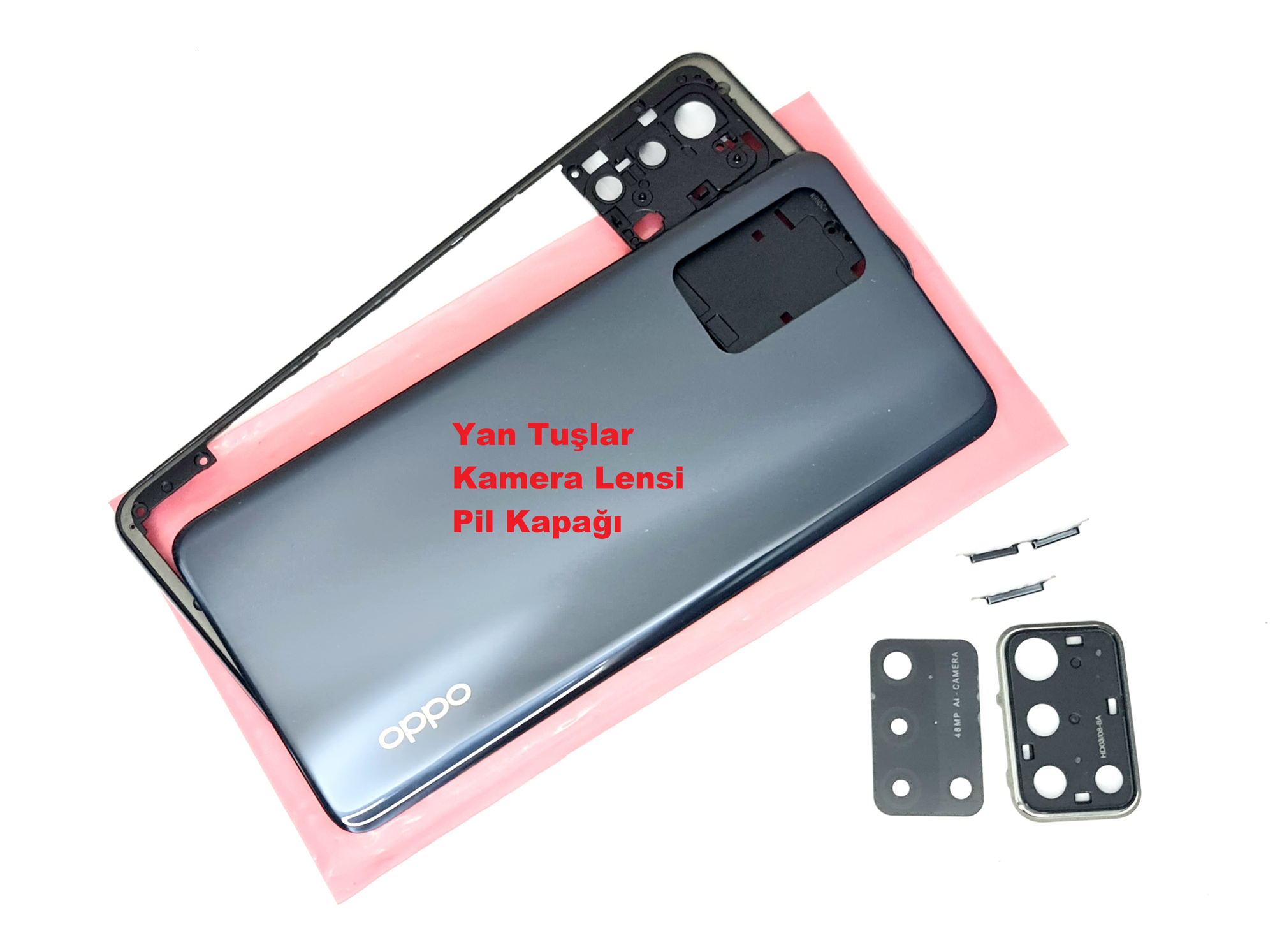 Tkgz Oppo A74 KASA Arka Pil Batarya Kapağı (TAMİR SETİ) SİYAH