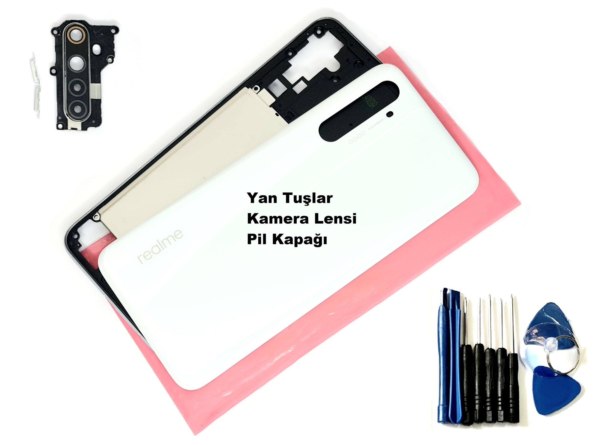 Tkgz Oppo Reno 6 KASA Arka Pil Batarya Kapağı (TAMİR SETİ) BEYAZ