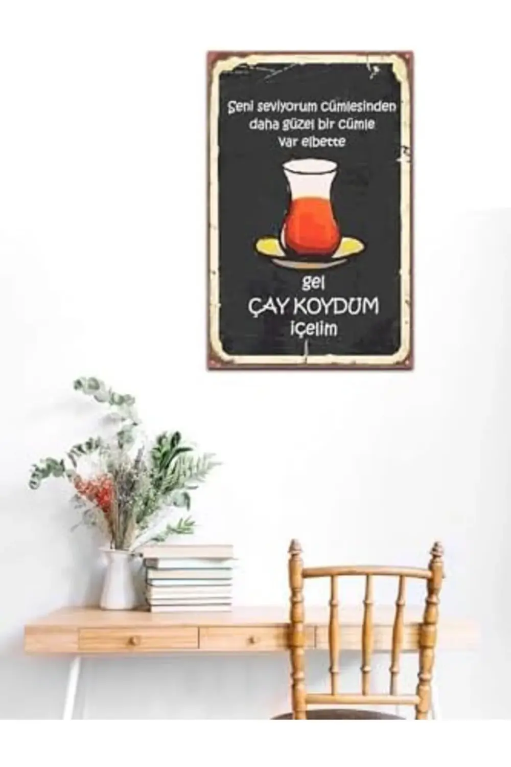 TknszrShop Gel Çay Koydum Içelim Retro Vintage Drtr0002 Ahşap Mdf