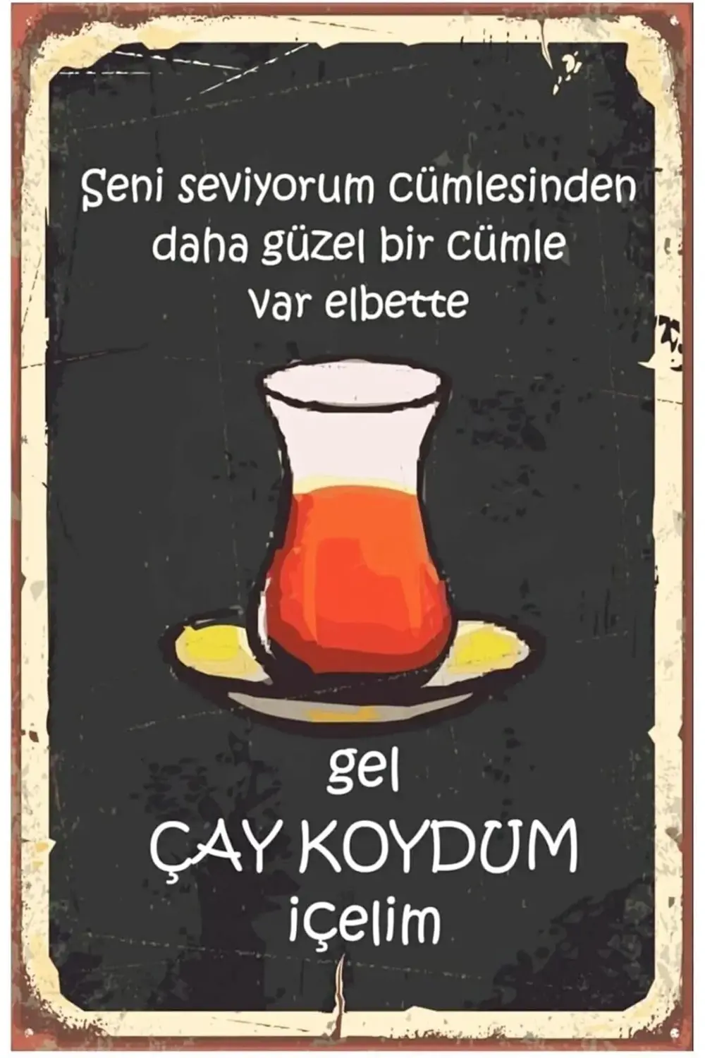 TknszrShop Gel Çay Koydum Içelim Retro Vintage Drtr0002 Ahşap Mdf