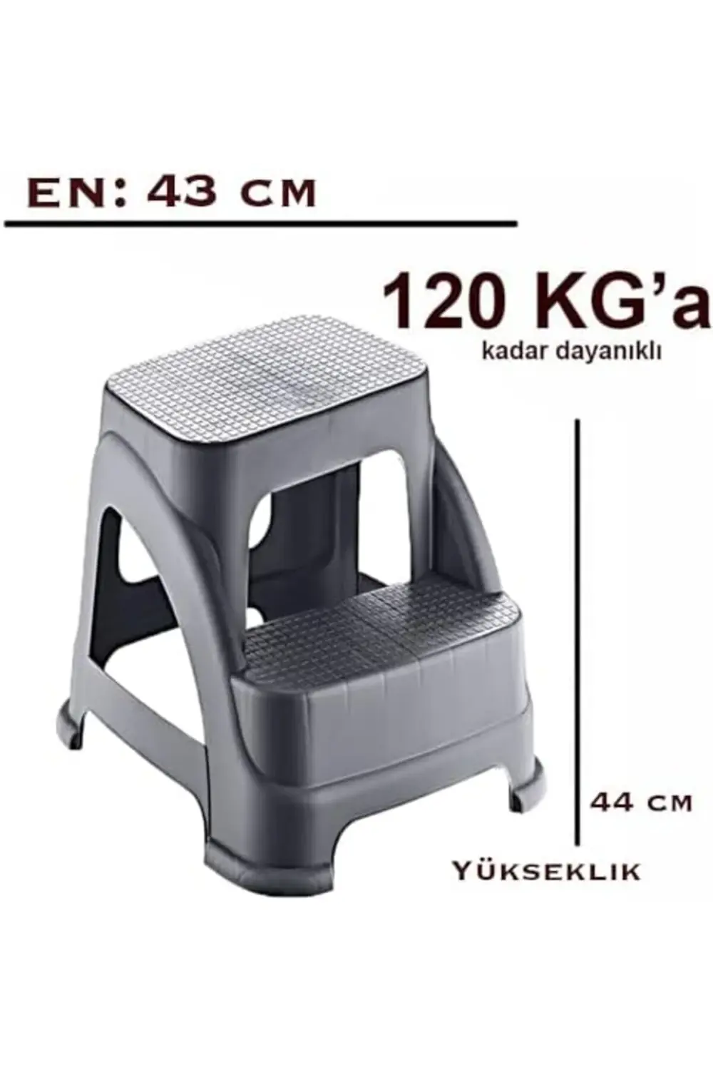 TknszrShop İki Basamaklı Kaymaz Büyük Boy Tabure - 120 KG Taşıma