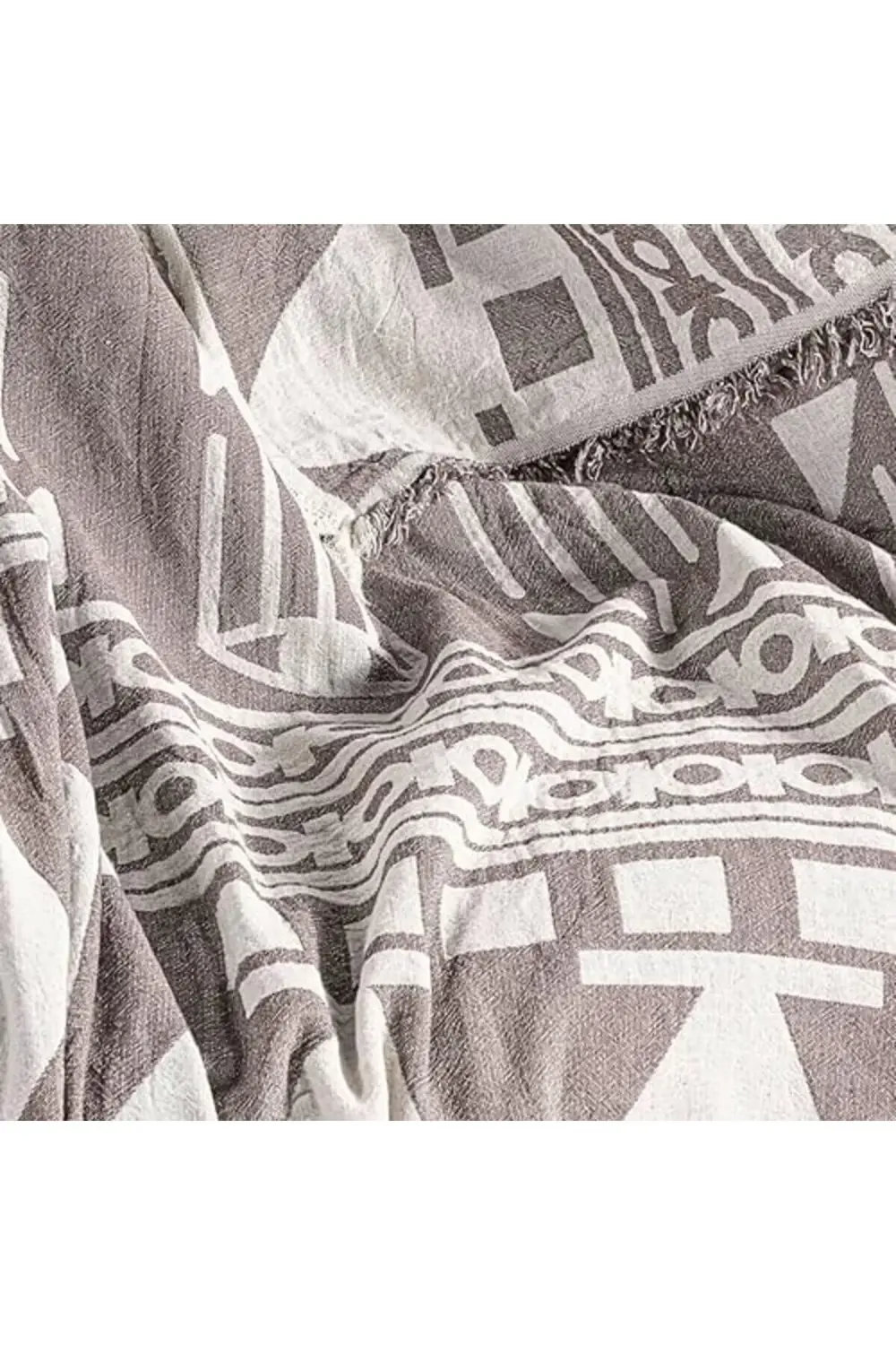 TknszrShop TEKSTIL Lüks 100% Pamuk Koltuk Şalı TV Battaniyesi, Ge