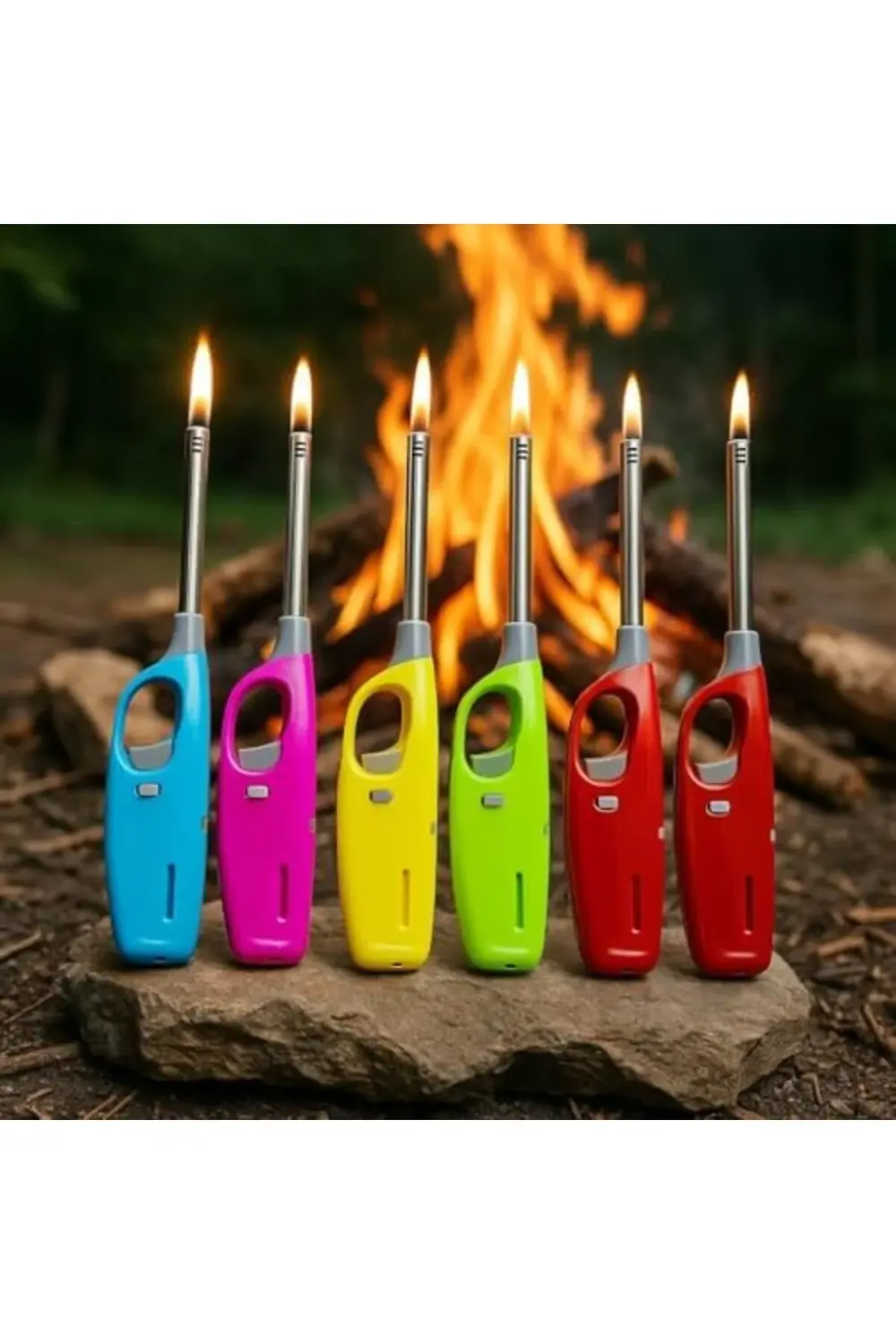 TknszrShop Uzun Gazlı Çakmak – Renkli, Güvenlik Kilitli, Ayarlana