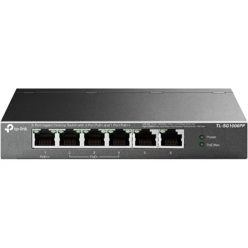 TL-SG1006PP 6 Port, GigaBit, Metal Kasa, 4 Port PoE, 64W, Yönetilemez, Masaüstü Switch