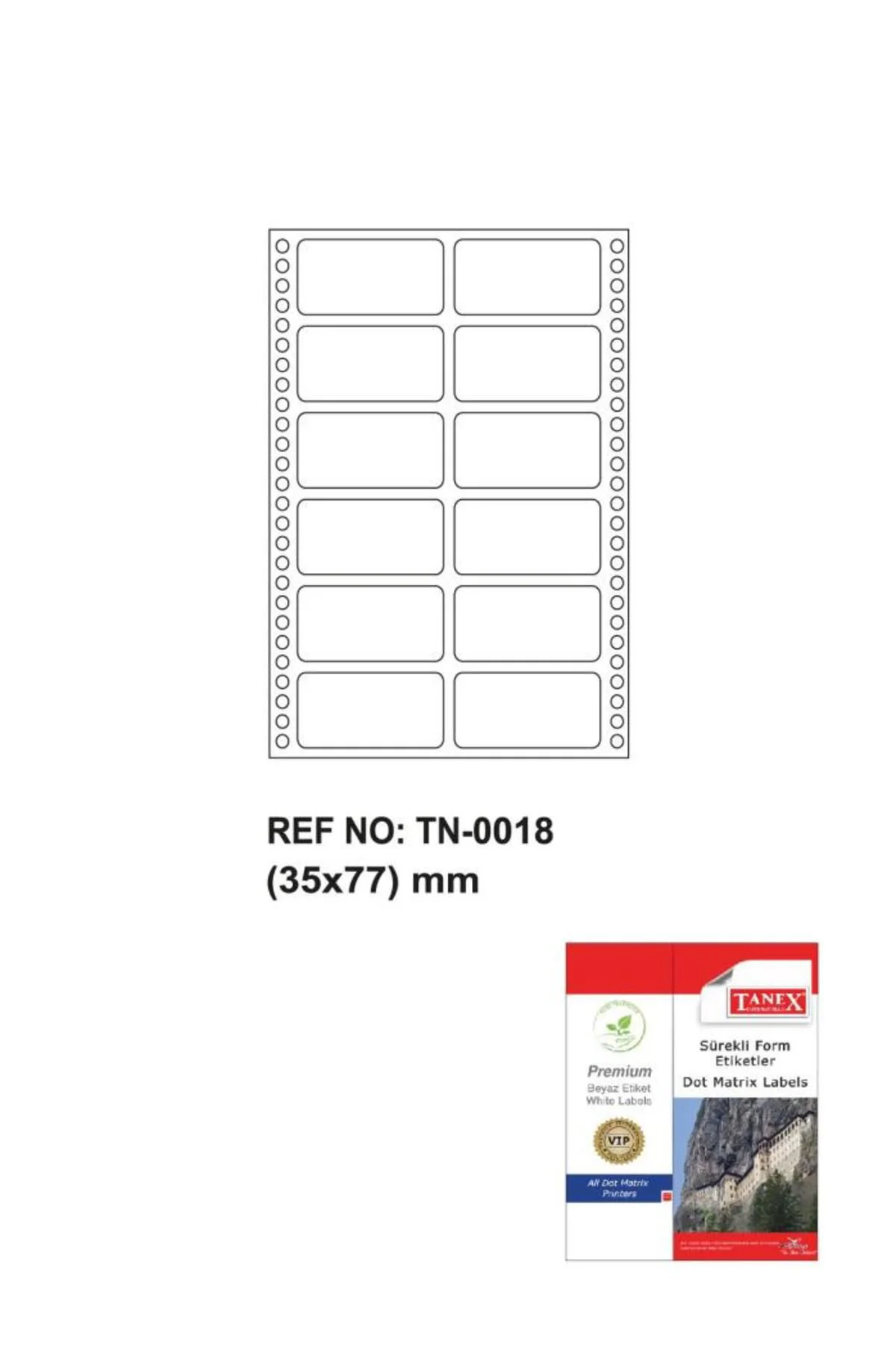 Tn-0018 Sürekli Form Etiketi 35x77mm