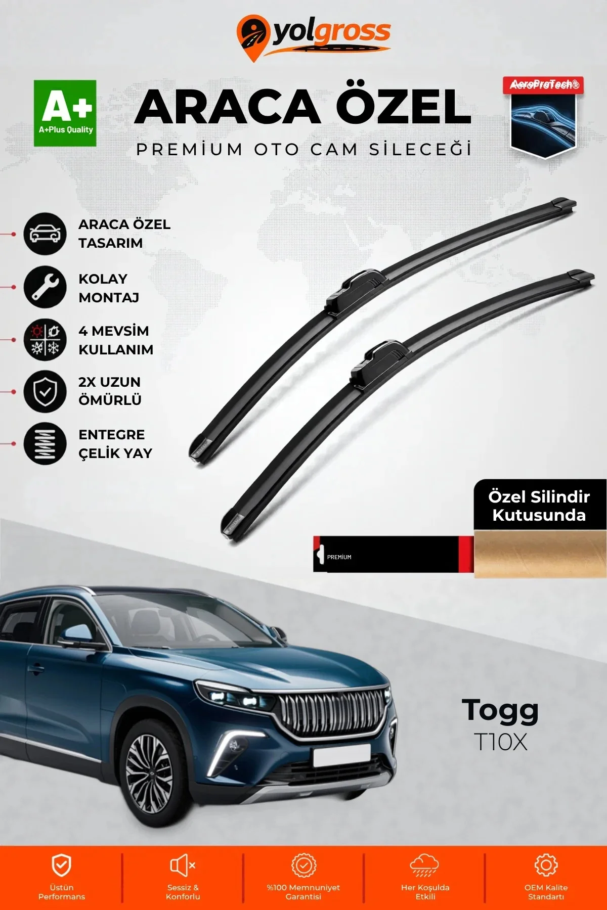 Togg T10X Ön Cam Silecek Seti 2023 Üzeri Premium Araca Özel 65-48 Cm A+ Kalite