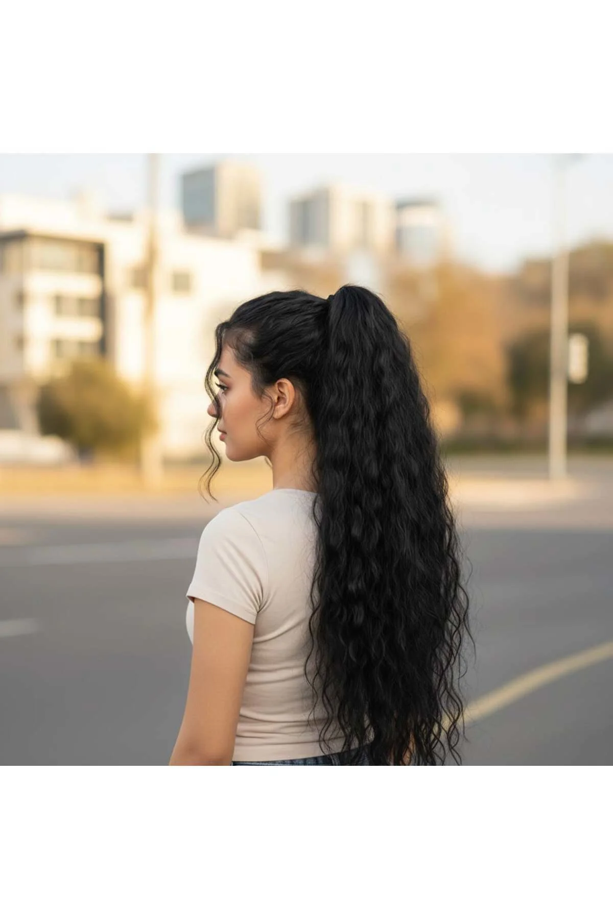 Tokalı Kabarık Dalgalı At Kuyruğu / Siyah