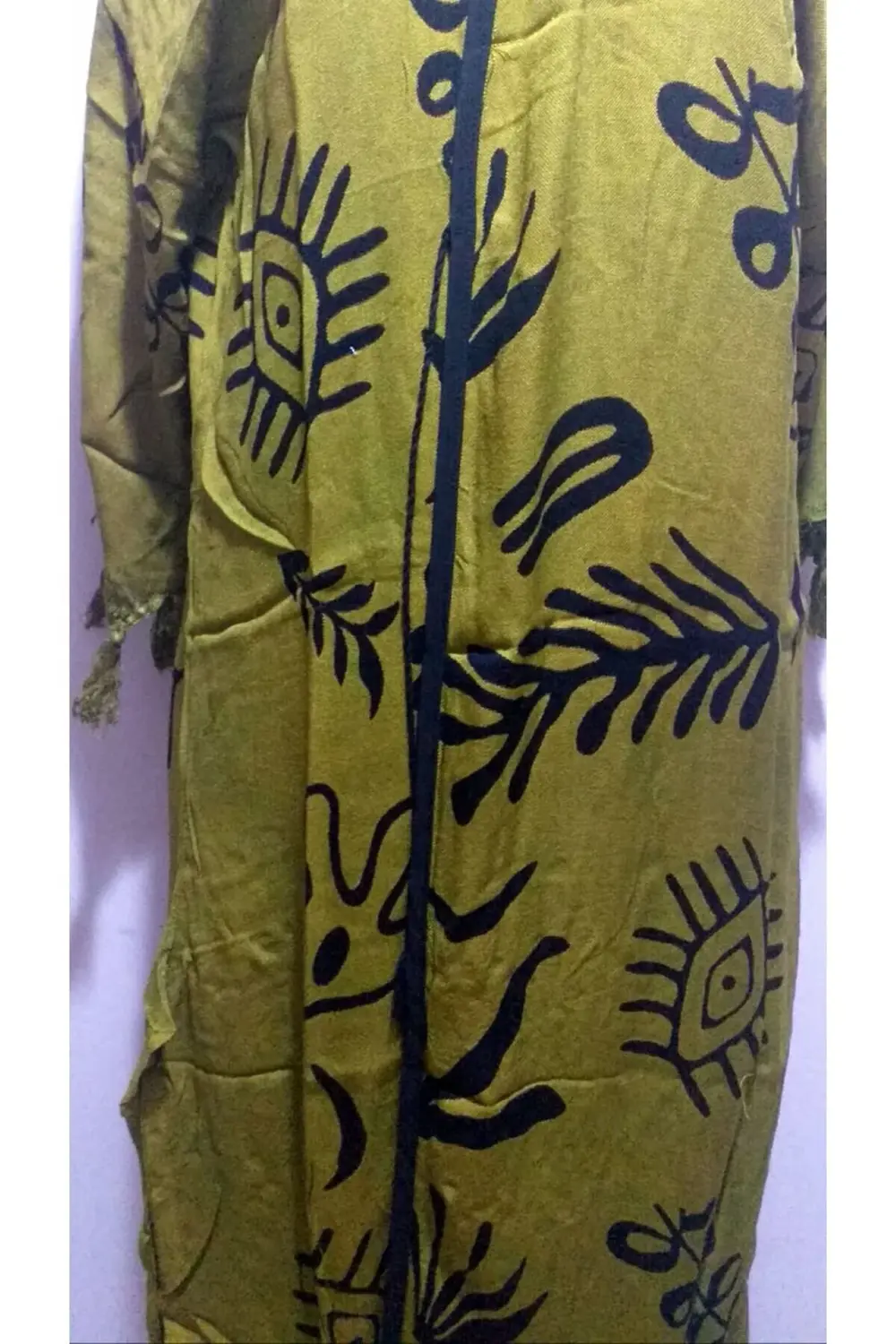 Tokat Taş Baskı Kaftan Pareo Siyah