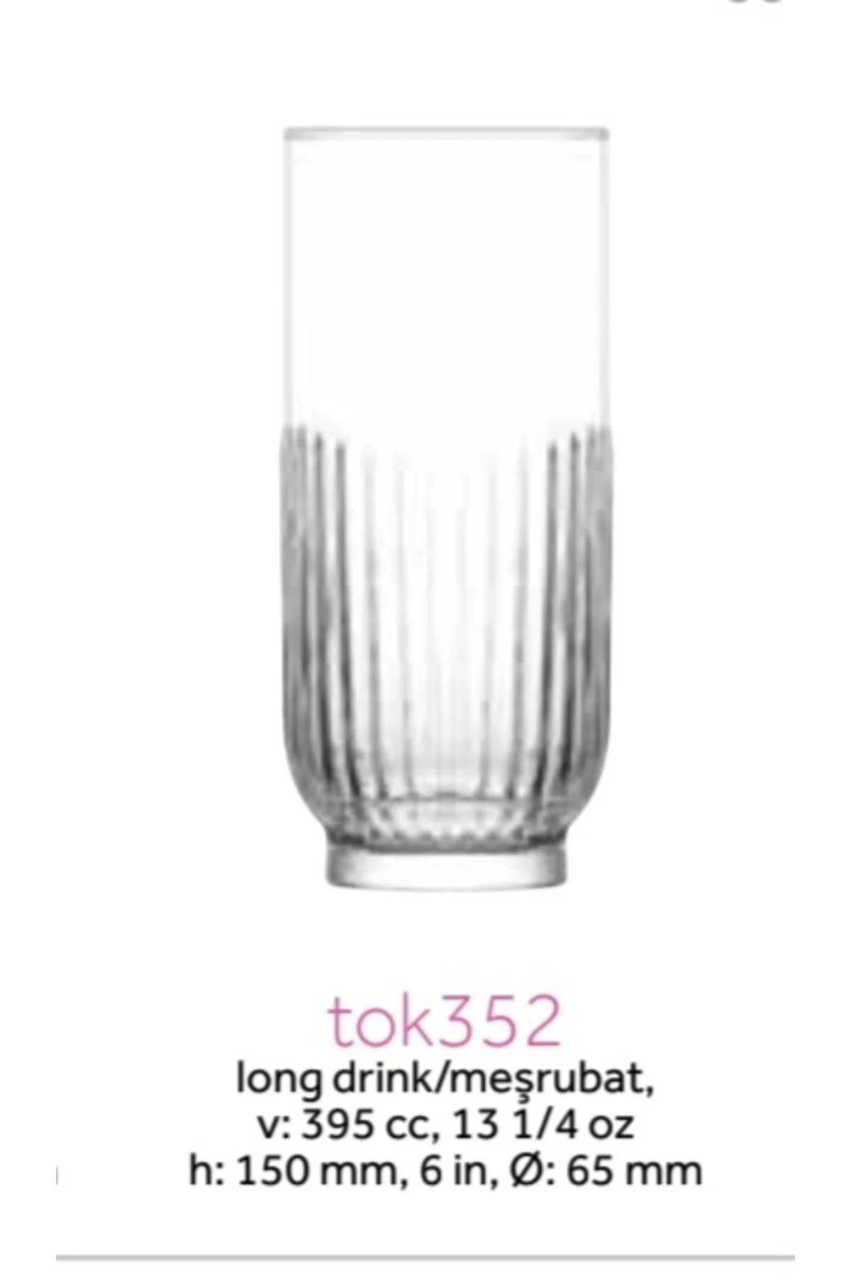 Tokyo Cam Meşrubat Bardağı 6'lı 540 ml (Su/Kokteyl/Soğuk Kahve/Sm