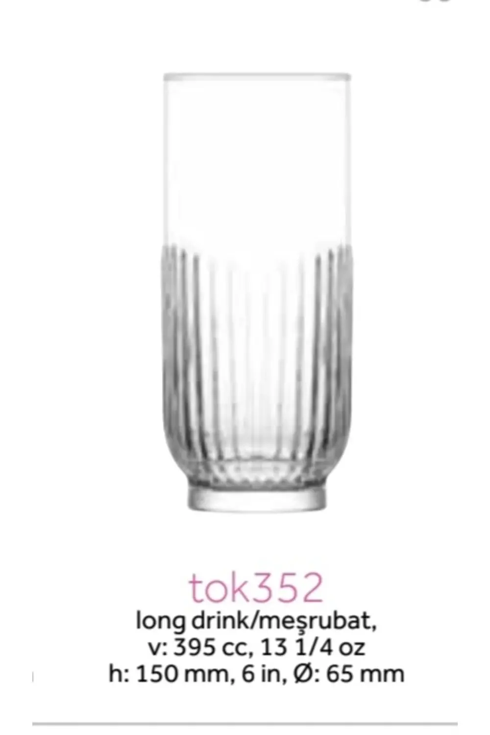 Tokyo Uzun Meşrubat su Bardağı 6'lı