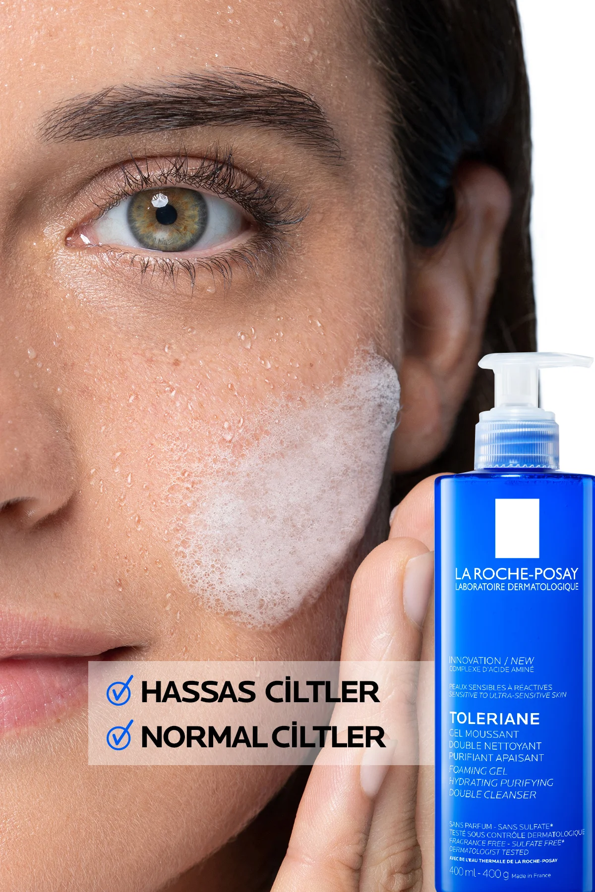 Toleriane Hassas Ciltler Dahil Tüm Cilt Tipleri İçin Nemlendirme Etkili Yüz Temizleme Jeli 400 ml - Görsel 7