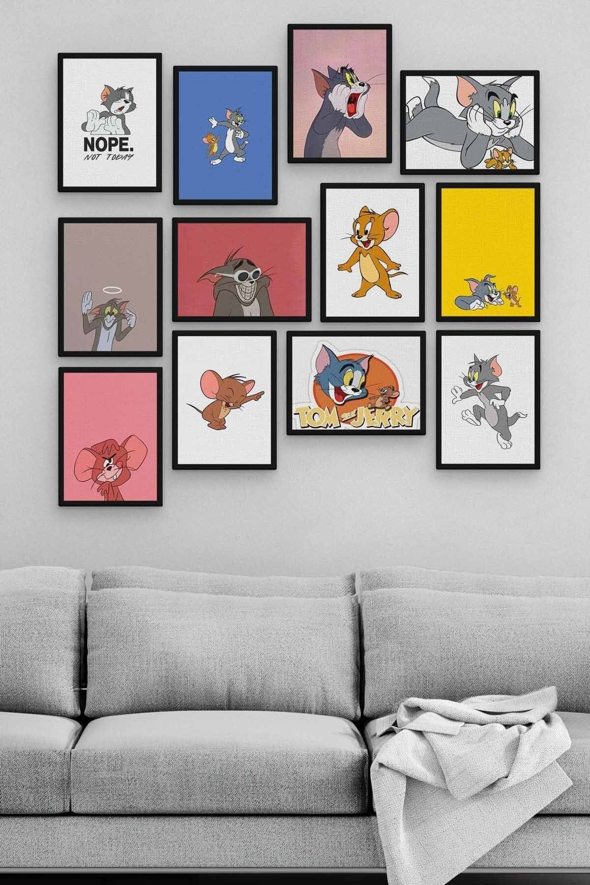 Tom Ve Jerry 12 Parça Ahşap Mdf Tablo Zlltb236