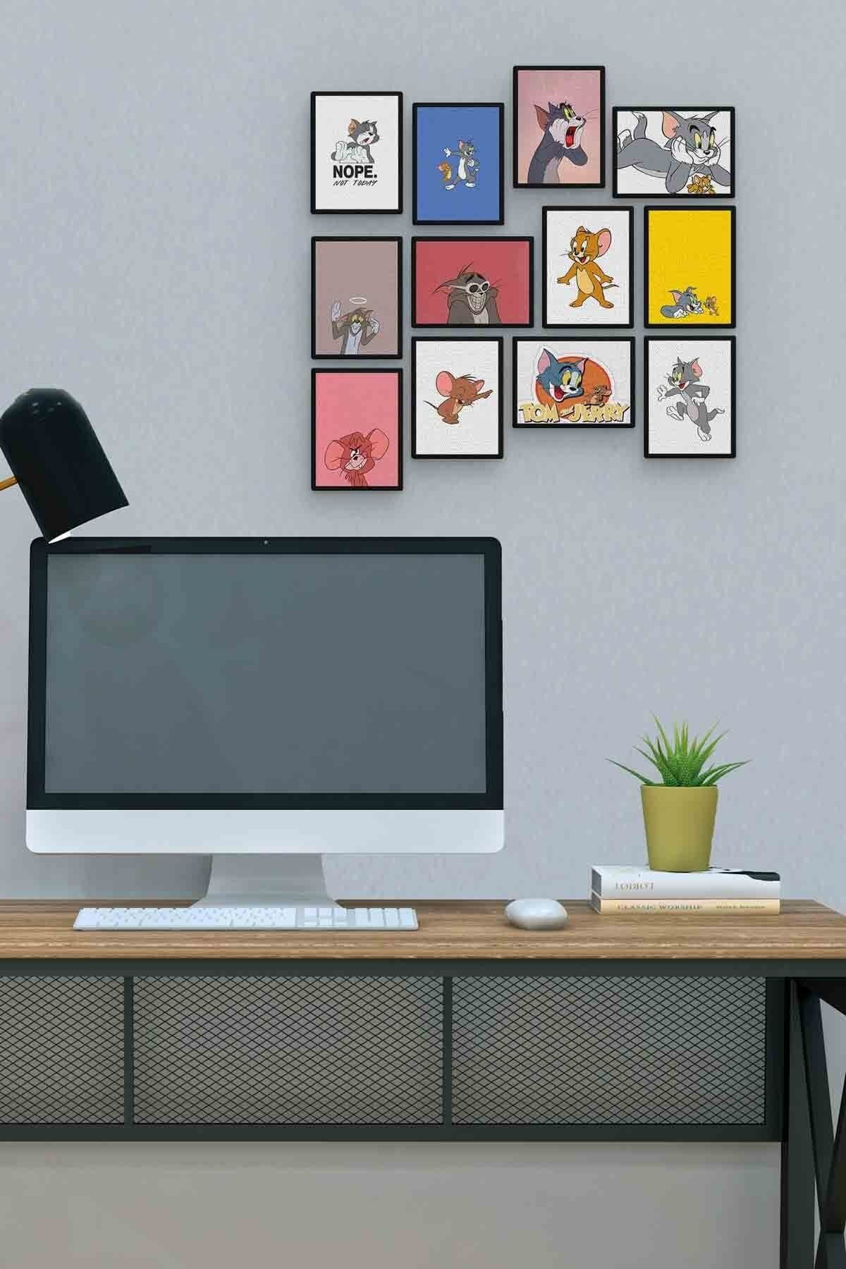 Tom Ve Jerry 12 Parça Mdf (ahşap) Tablo Ofis Boyu 