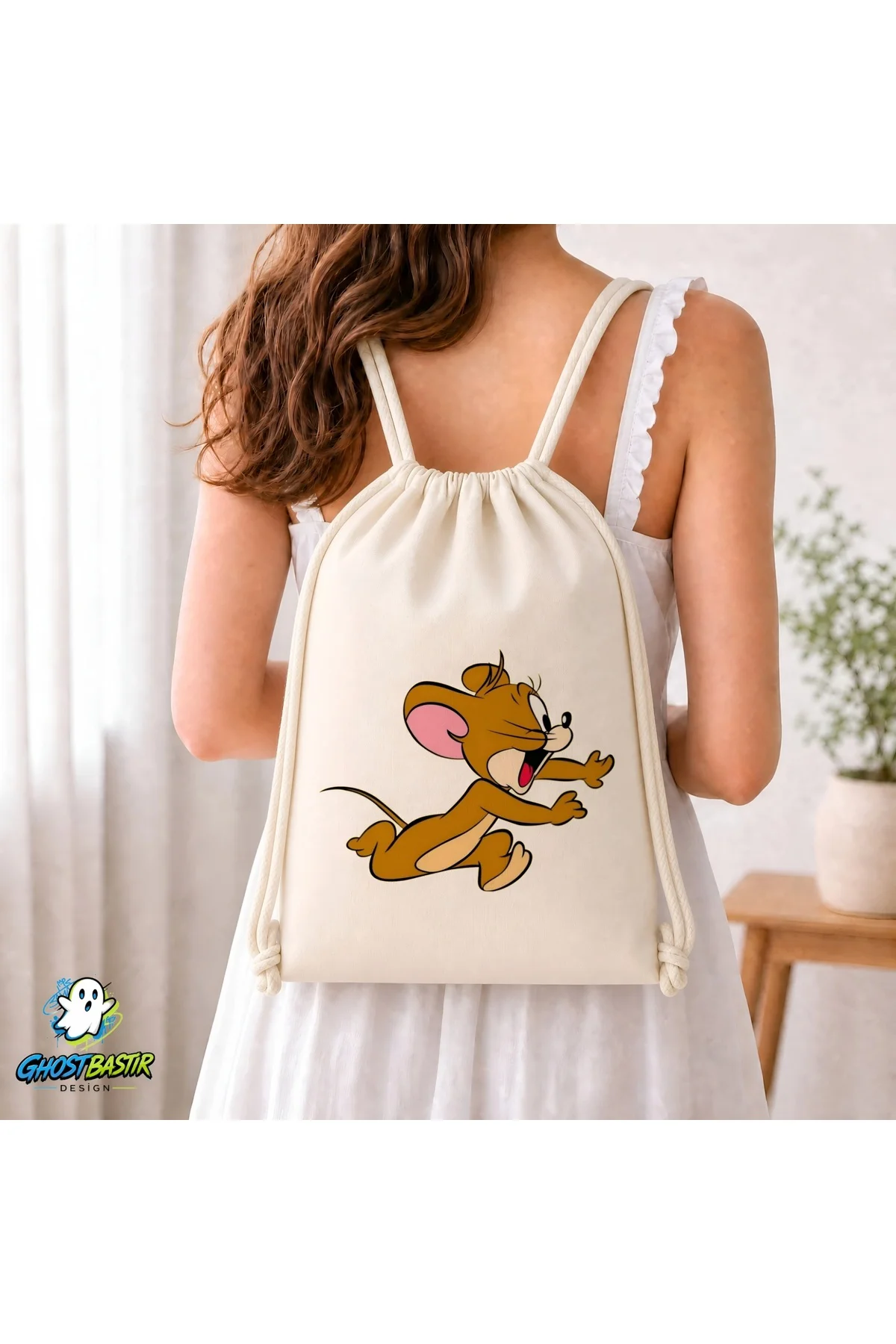 Tom ve Jerry Büzgülü Keten Çanta C344 Tom ve Jerry Büzgülü Keten Çanta C344