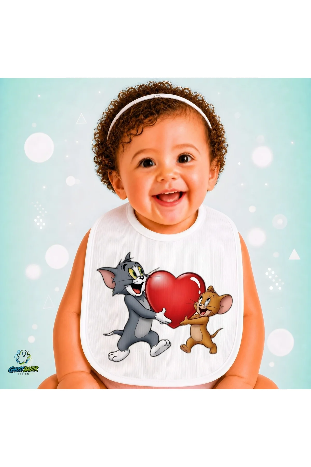 Tom ve Jerry Keten Bebek Mama Önlüğü – Yumuşak, Emici, Yıkanabilir, Özel Tasarım P197