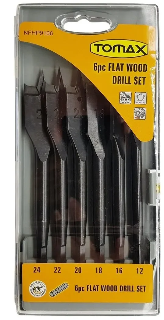 Tomax Yaprak Ahşap Matkap Ucu Takımı 12-24 mm - 6 Parçalı Tomax Yaprak Ahşap Matkap Ucu Takımı 12-24 mm - 6 Parçalı