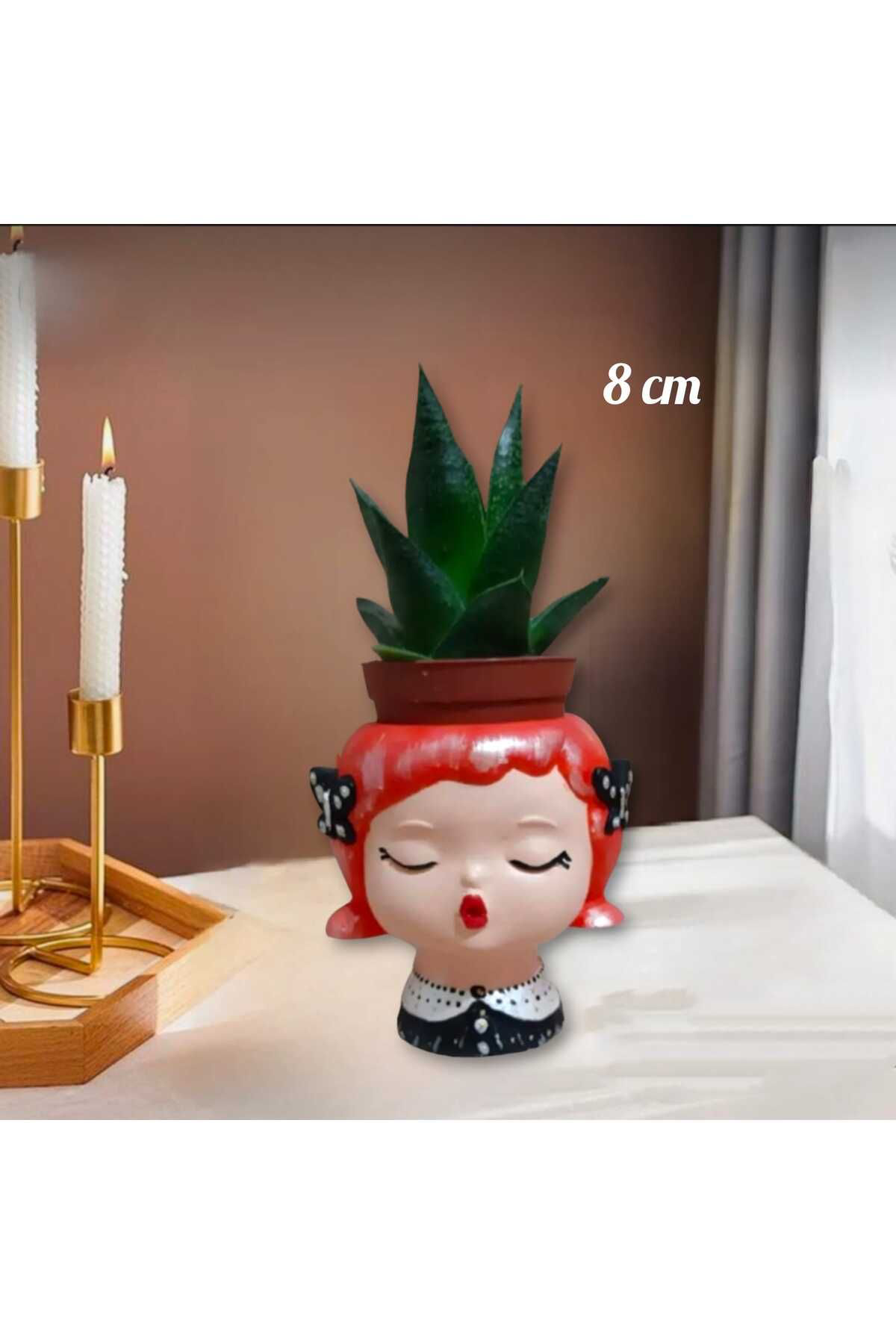 Dodemert Home Tombiş Kız Bebek Beton Saksı & Mumluk ( Dekoratif)