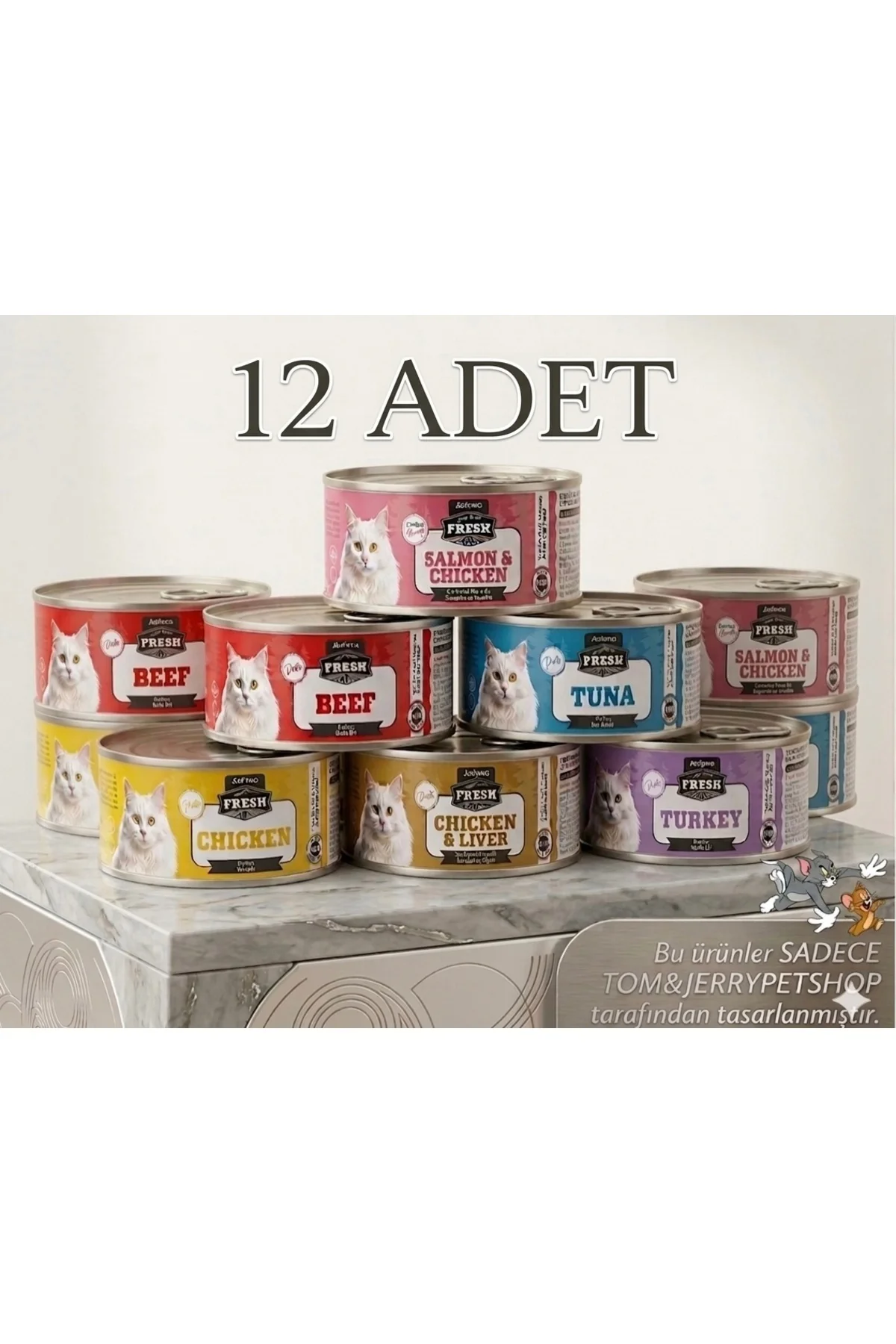 Tom&JerryPetshop- Fresh Mix Kedi Konserve Mama 12 Adet 85gr Karışık