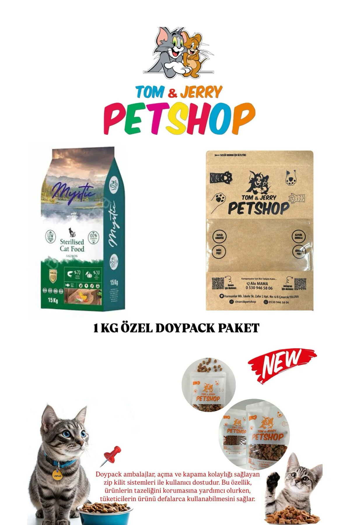 TOM&JERRYPETSHOP - Mystic Kısırlaştırılmış Kedi Maması 1 Kg