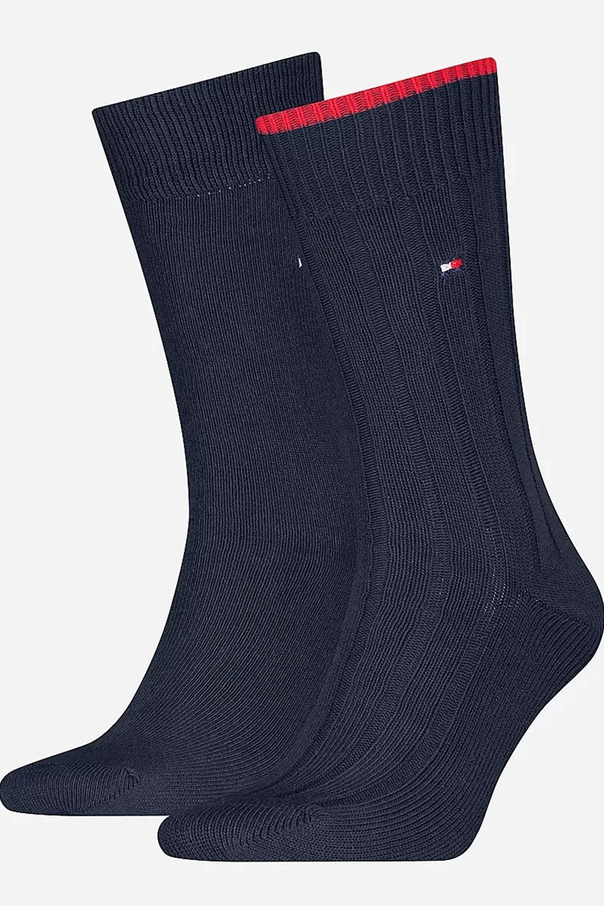 Tommy Hilfiger Structured Ribbed 2 Pack Socks Navy Kalın Pamuklu Uzun Çorap 2 li Pkt Lacivert