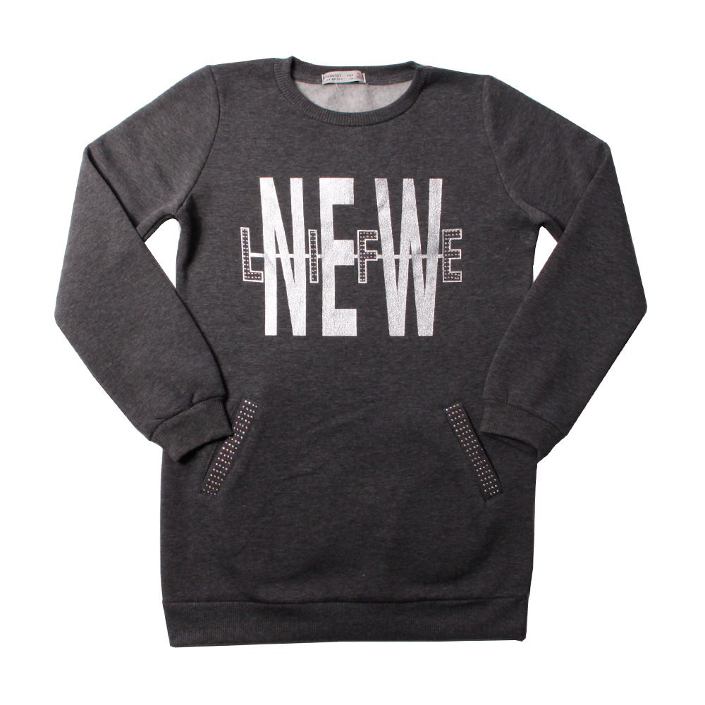 Tonotoy Kız Çocuk New Life Varak Baskılı Cepli Sweatshirt