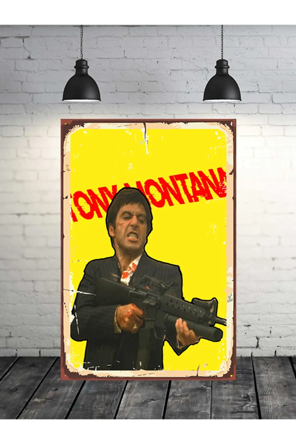 Tony Montana Tasarımlı 20x30 cm Retro Ahşap Tablo
