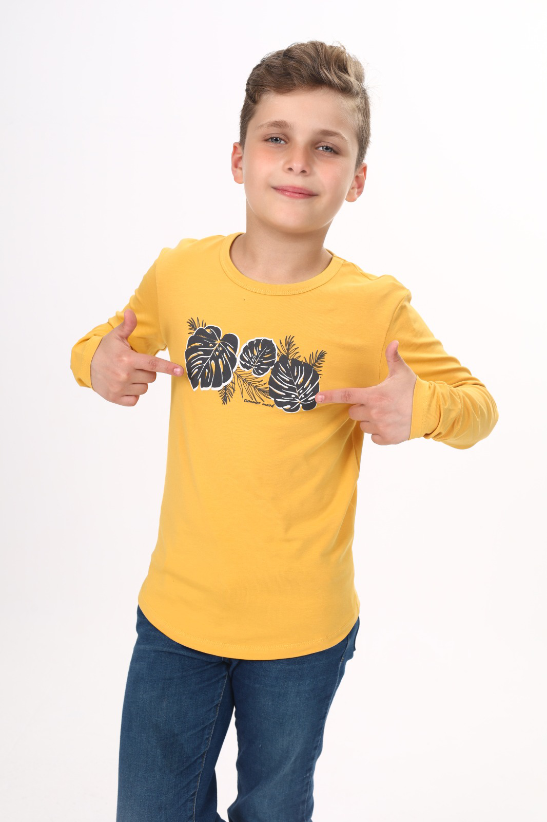 Toontoy Erkek Çocuk  Yaprak Baskılı Tişört