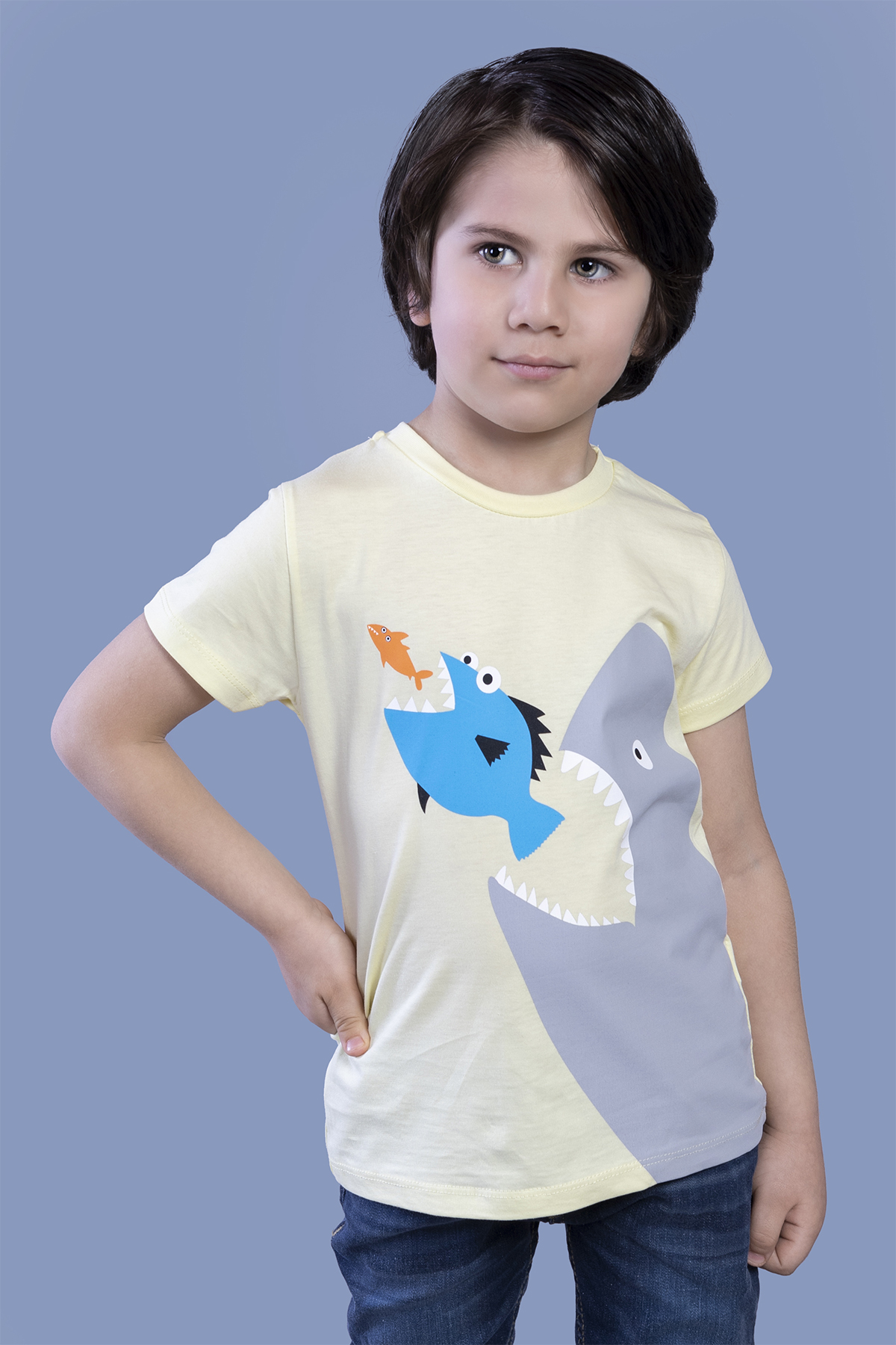 Toontoy Erkek Çocuk Köpek Balığı Baskılı Tişört