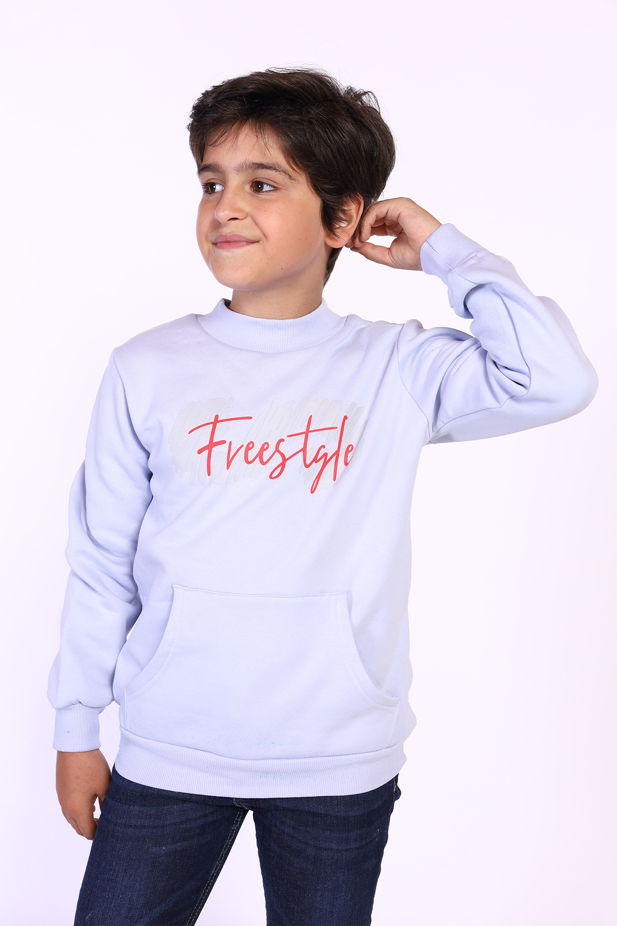 Toontoy Erkek Çocuk Kanguru Cepli Baskılı Sweatshirt