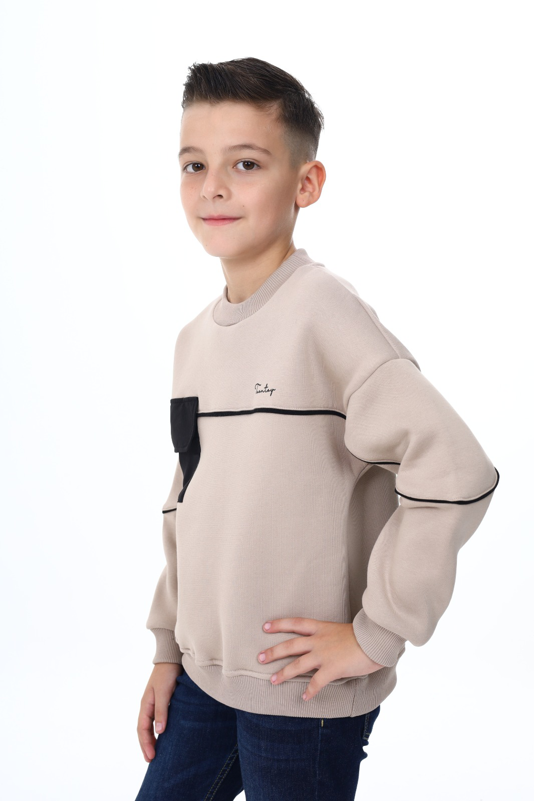 Toontoy Erkek Çocuk Cep Detaylı  Baskılı Sweatshirt