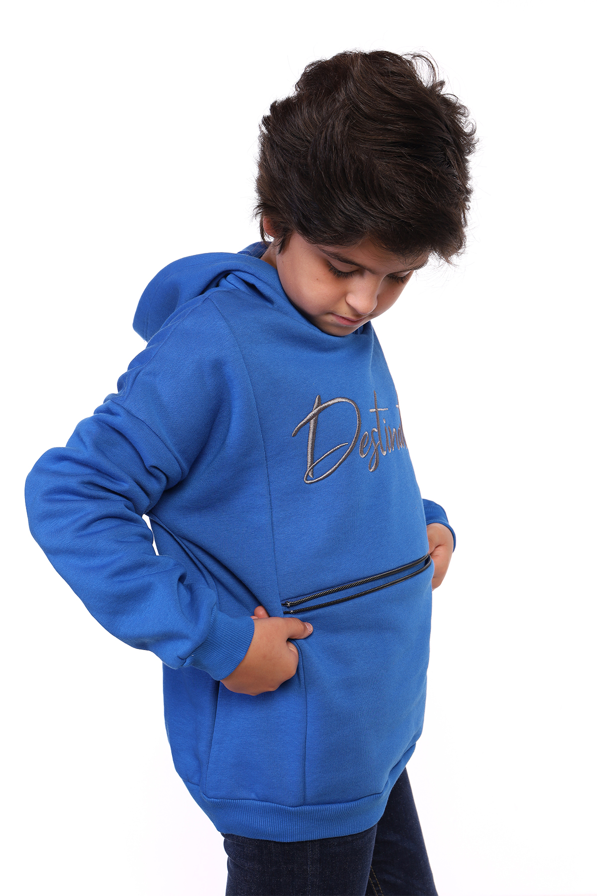 Toontoy Erkek Çocuk Cebi Fermuar Kapatmalı Nakışlı Sweatshirt