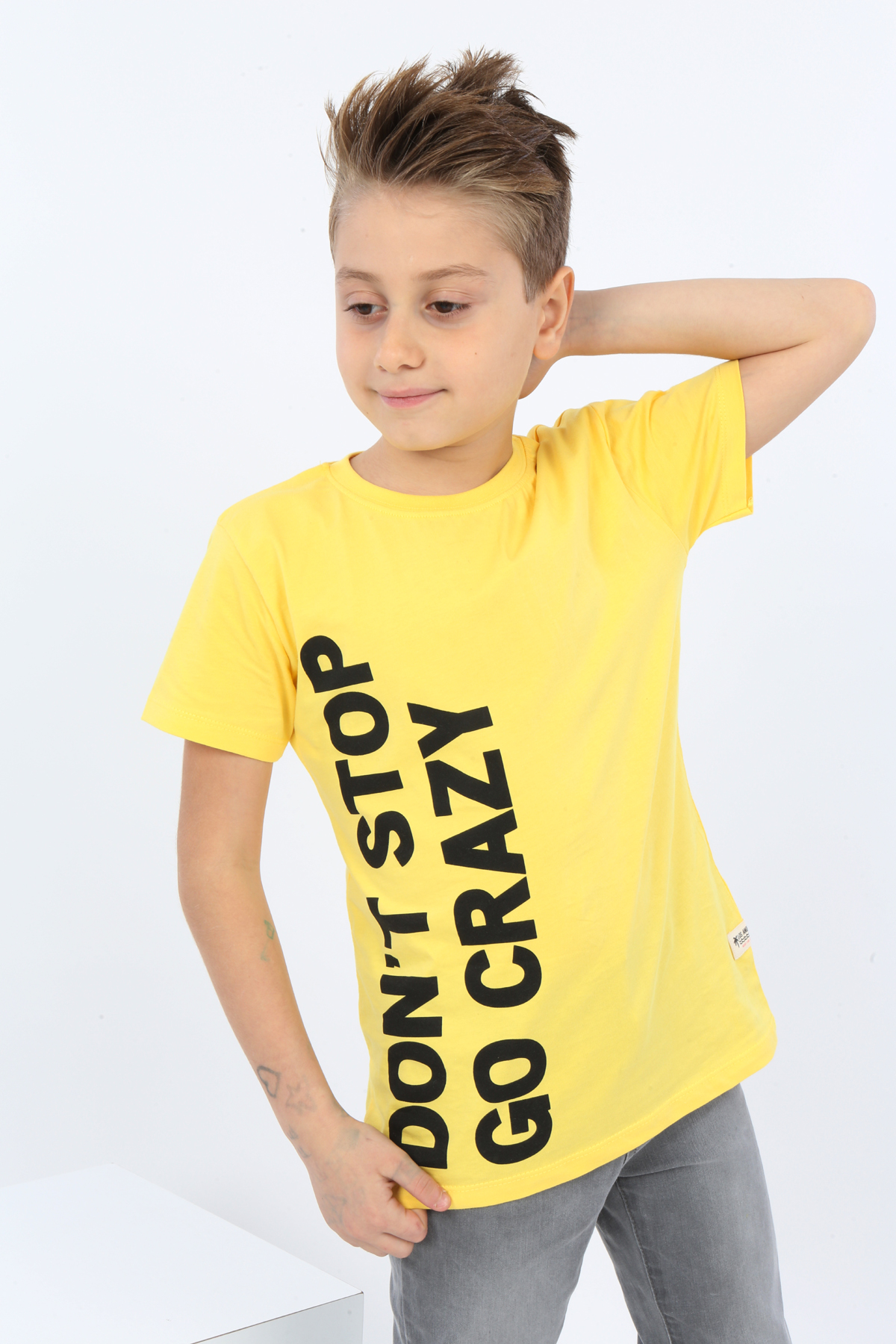 Toontoy Erkek Çocuk Dont Stop Go Crazy Baskılı Tişört
