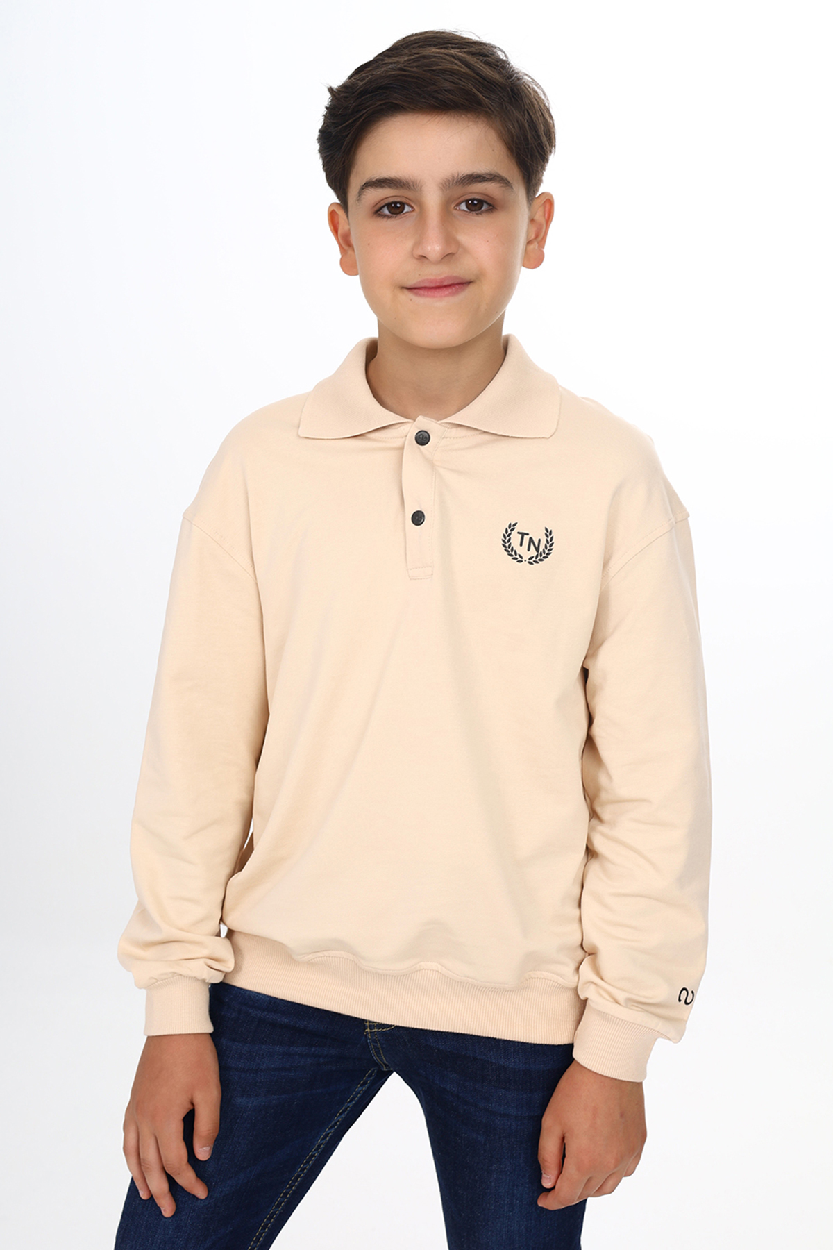 Toontoy Erkek Çocuk Polo Yaka Tnty Baskılı Sweatshirt
