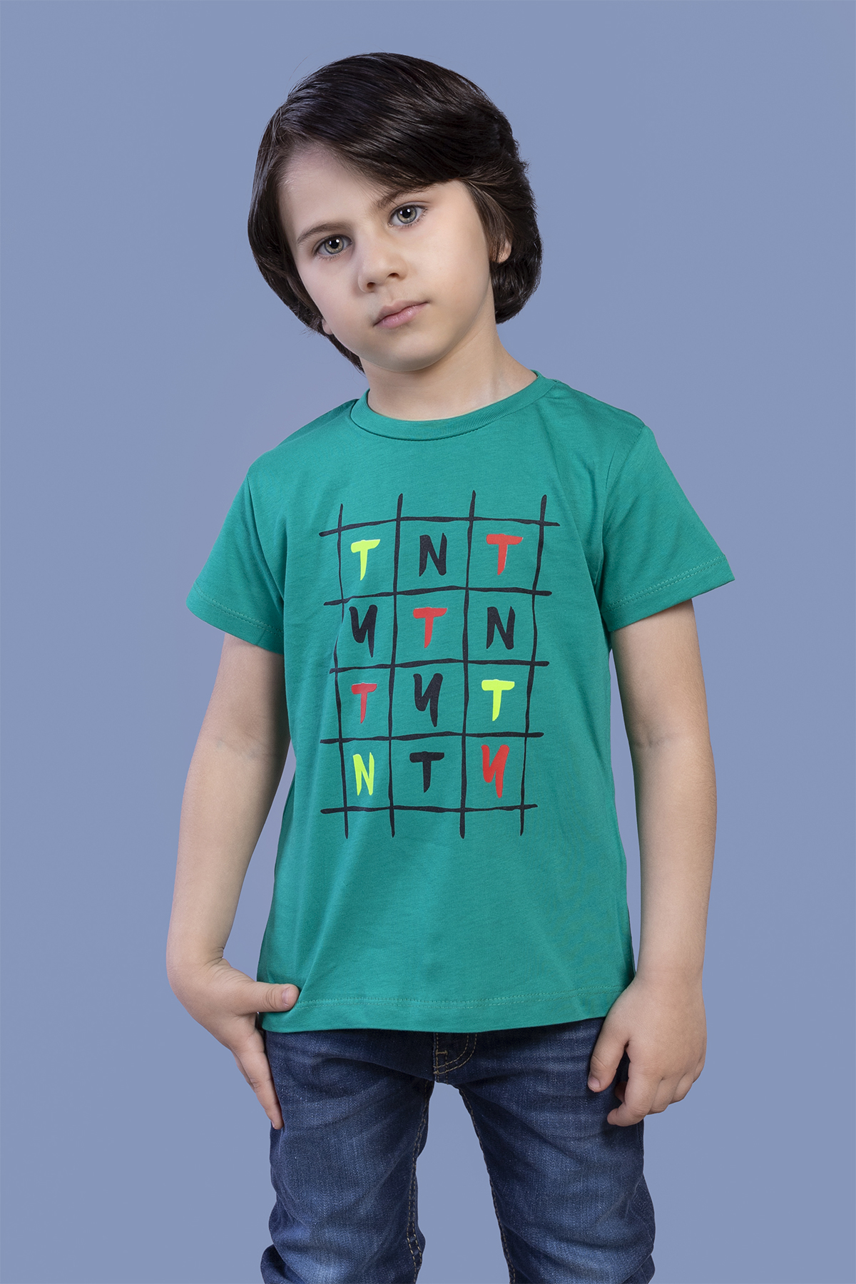 Toontoy Erkek Çocuk Tnty Kare Baskılı Tişört