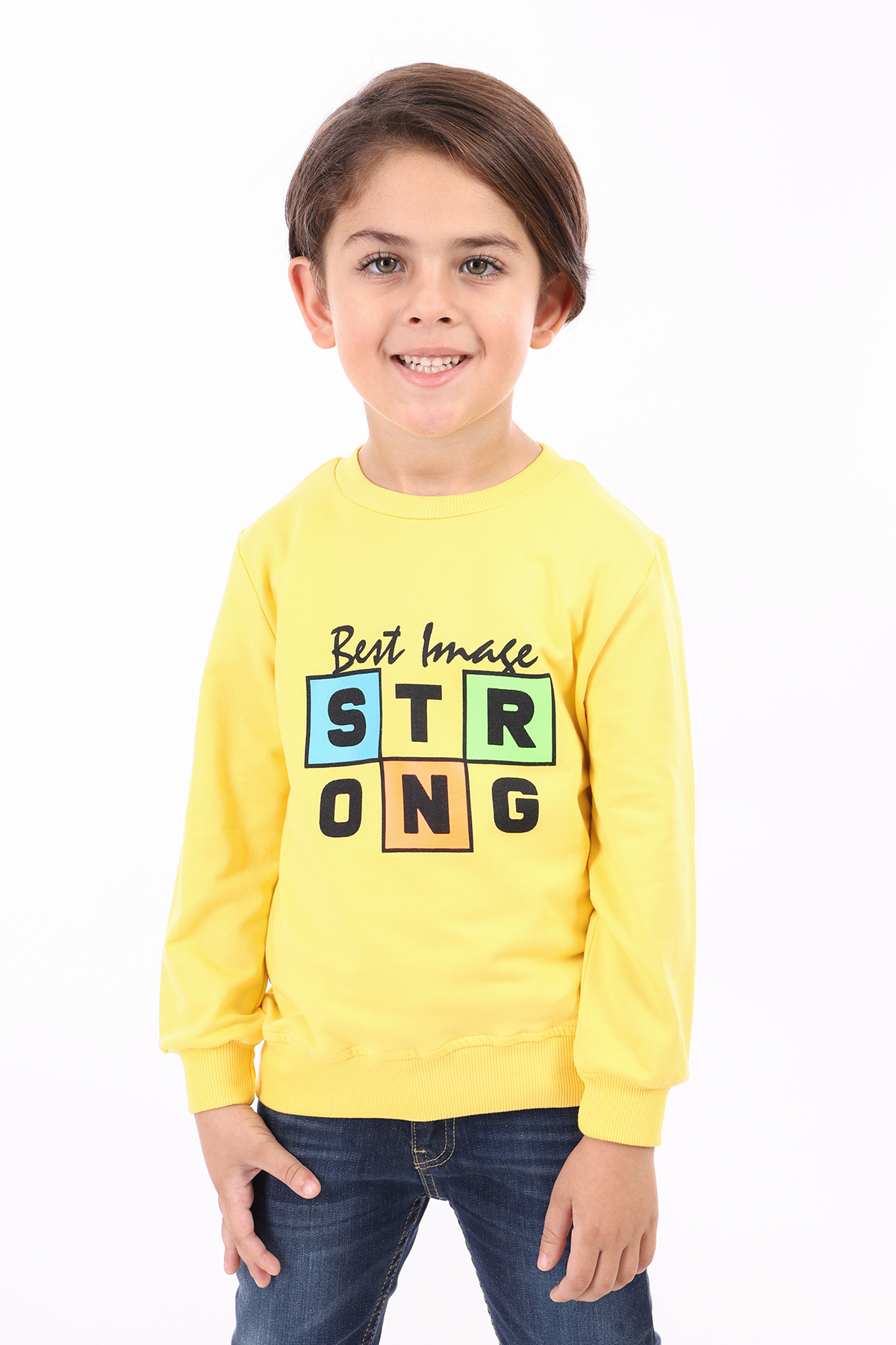 Toontoy Erkek Çocuk  Strong Baskılı Sweatshirt