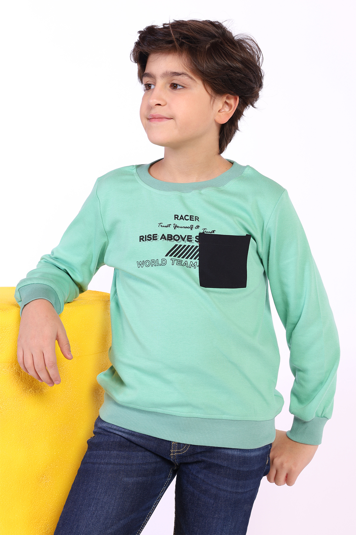 Toontoy Erkek Çocuk Cep Detaylı Baskılı Sweatshirt