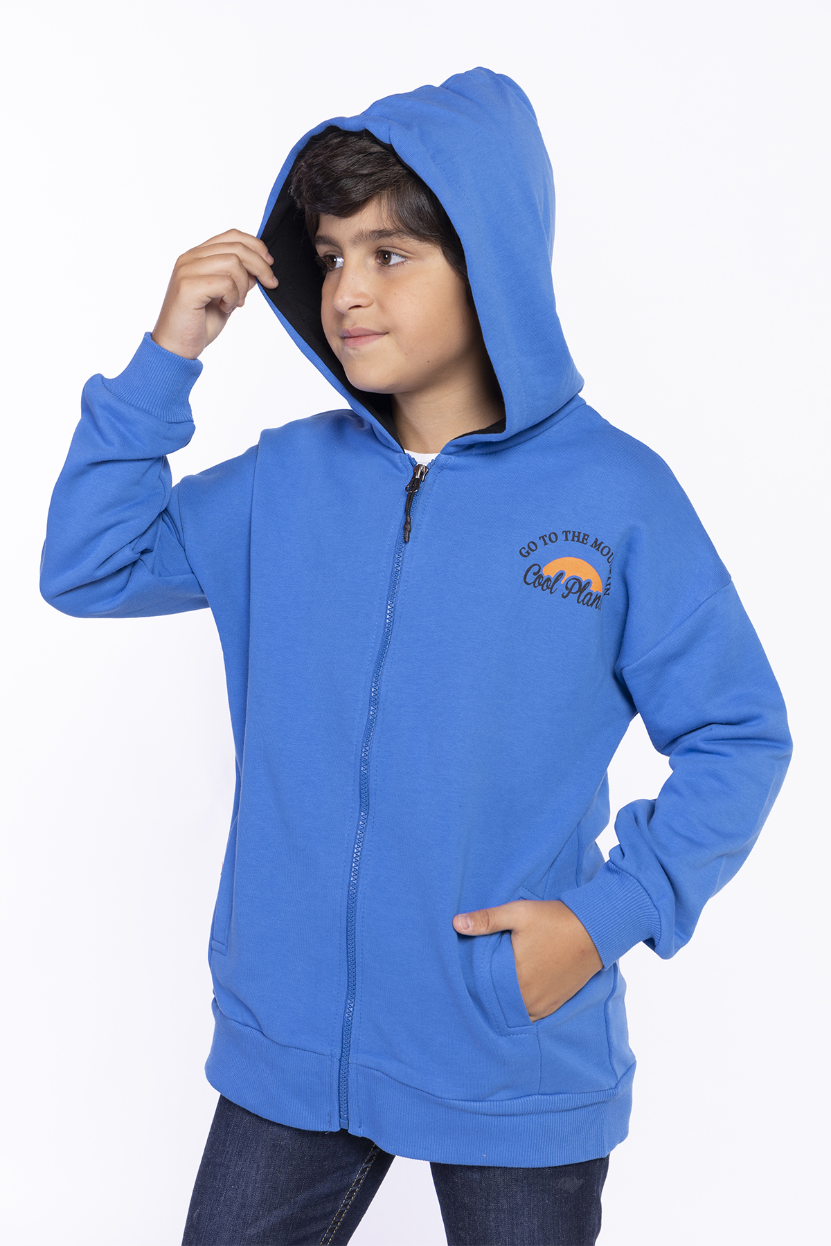 Toontoy  Erkek Çocuk Baskili Kapşonlu Hirka