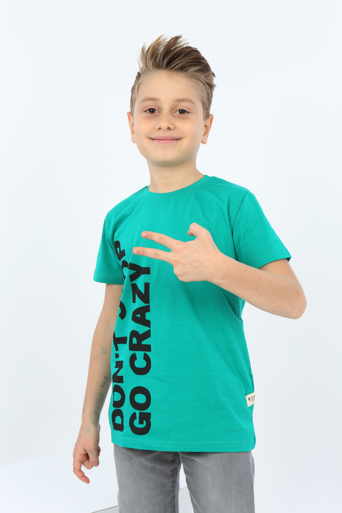 Toontoy Erkek Çocuk Dont Stop Go Crazy Baskılı Tişört