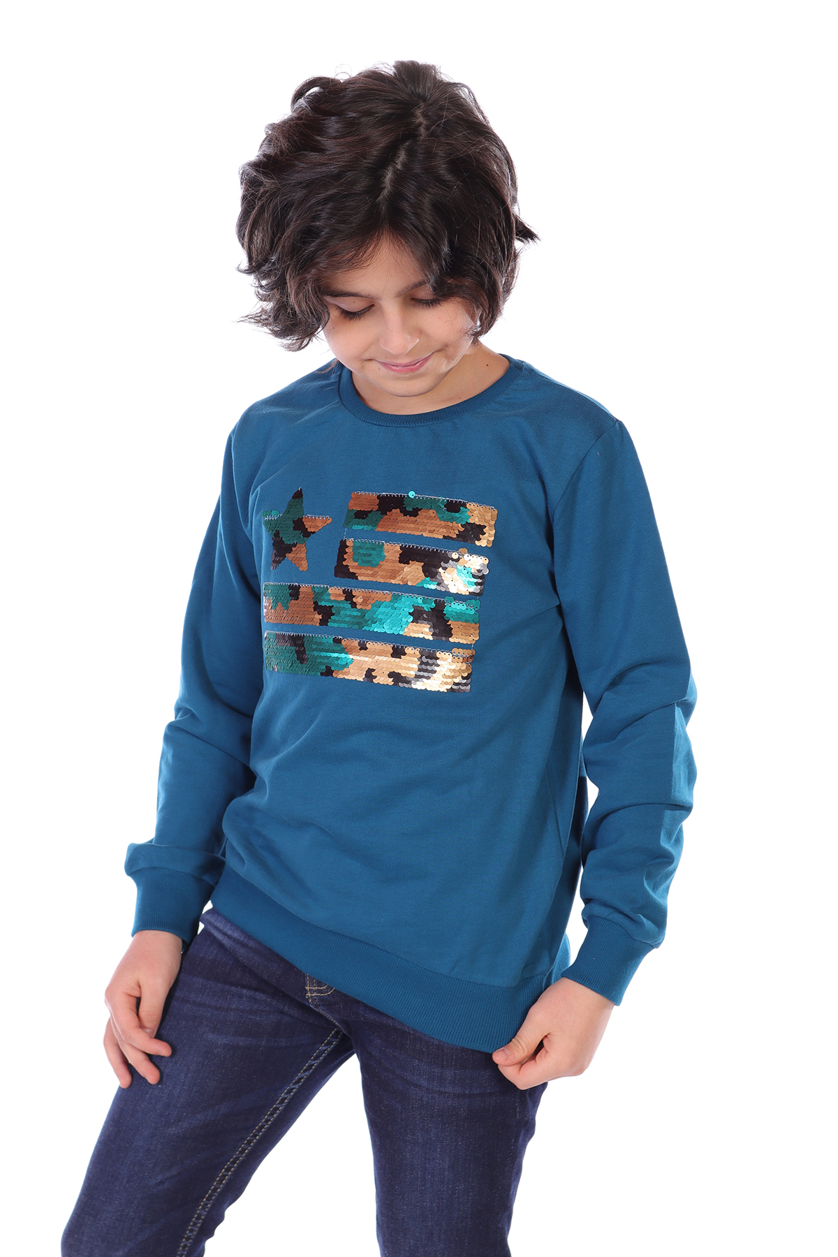 Toontoy Erkek Çocuk Kamuflaj Pullu Sweatshirt Toontoy Erkek Çocuk Kamuflaj Pullu Sweatshirt