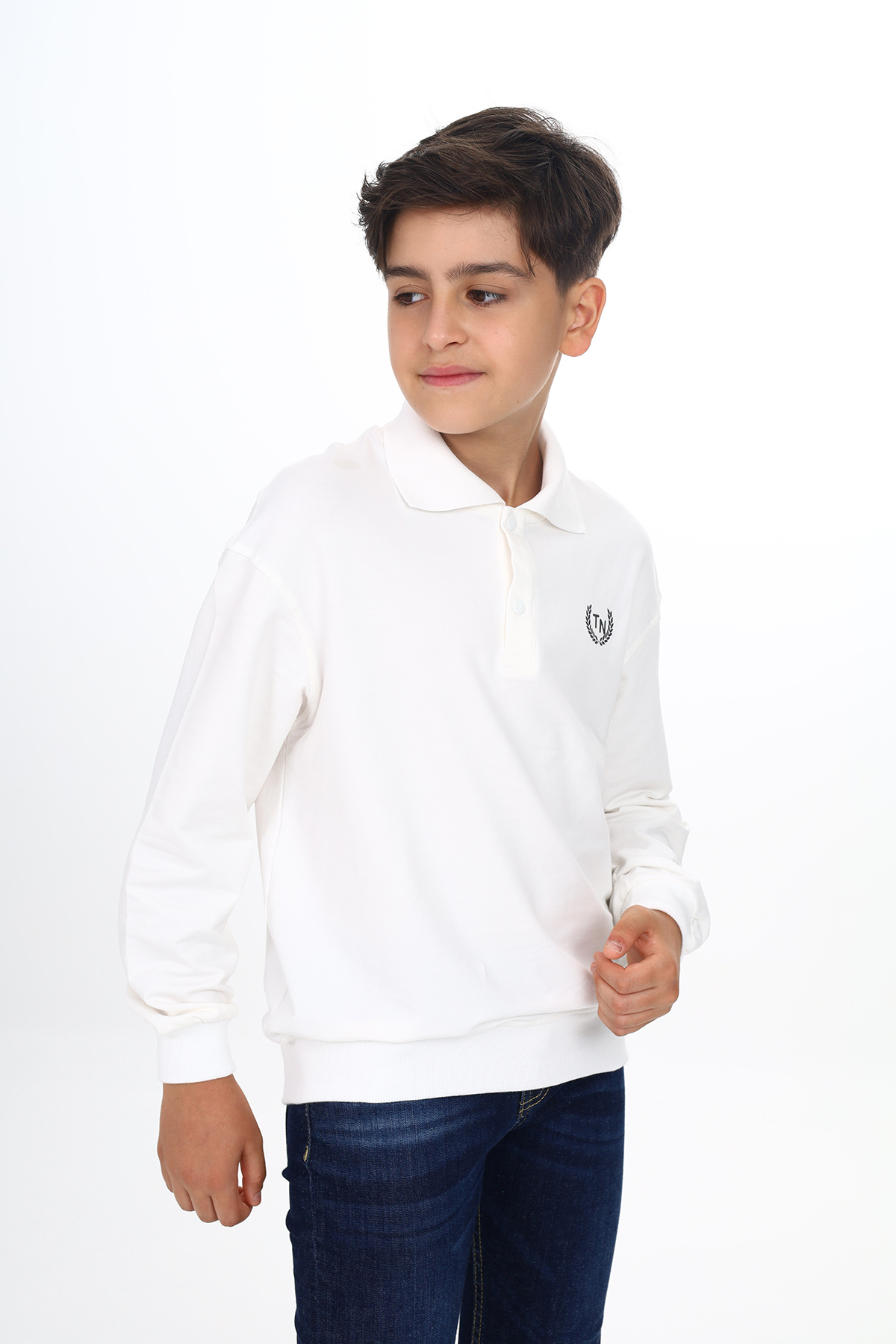 Toontoy Erkek Çocuk Polo Yaka Tnty Baskılı Sweatshirt