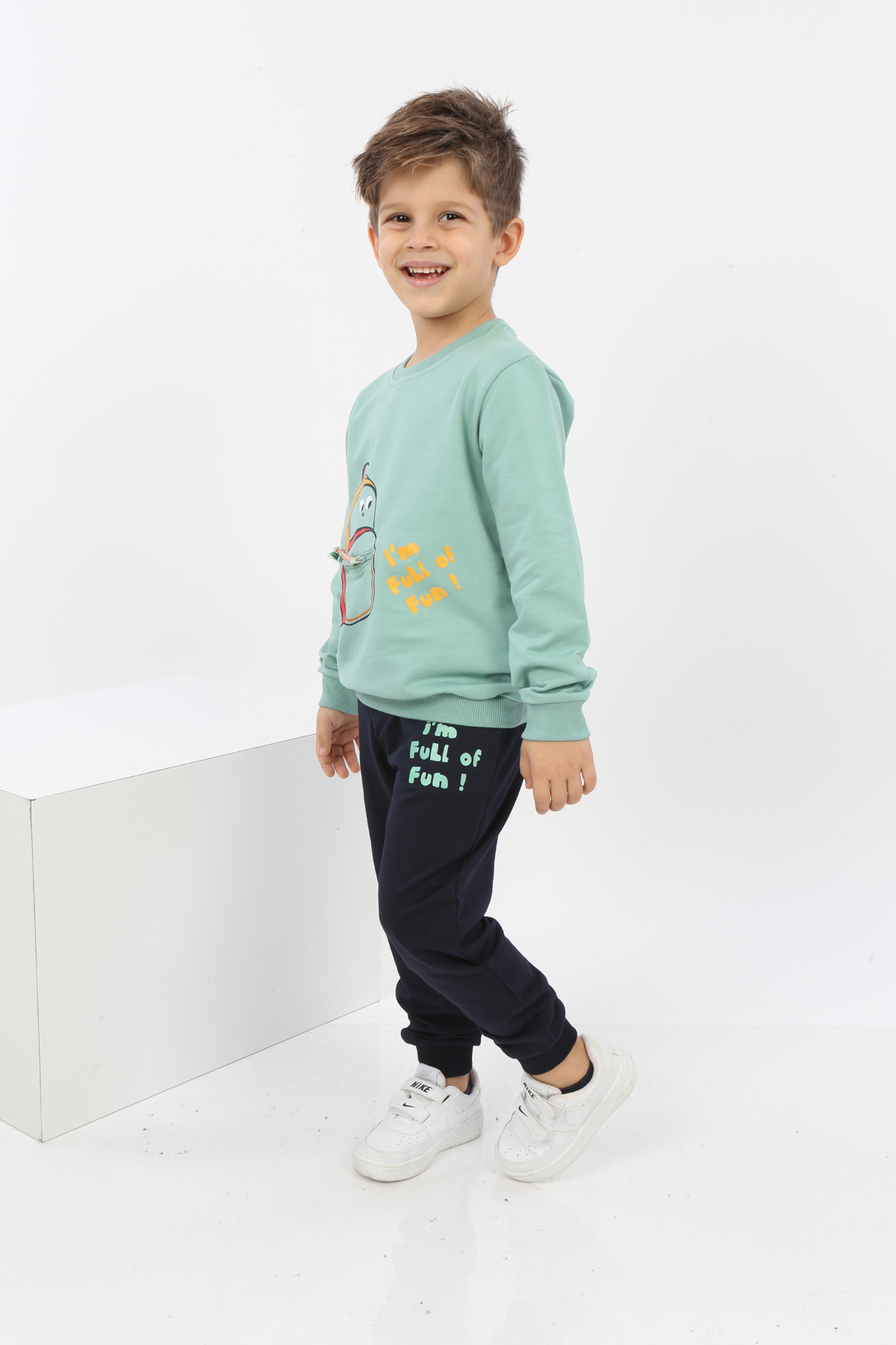 Toontoy Erkek Çocuk Çantalı Yazı Baskılı Eşofman Takım