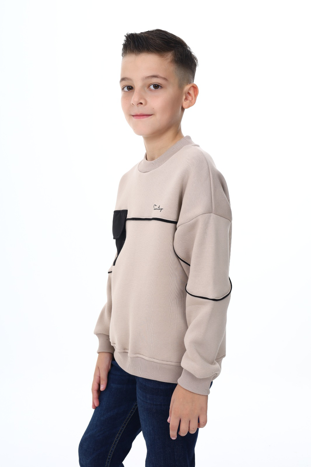 Toontoy Erkek Çocuk Cep Detaylı  Baskılı Sweatshirt